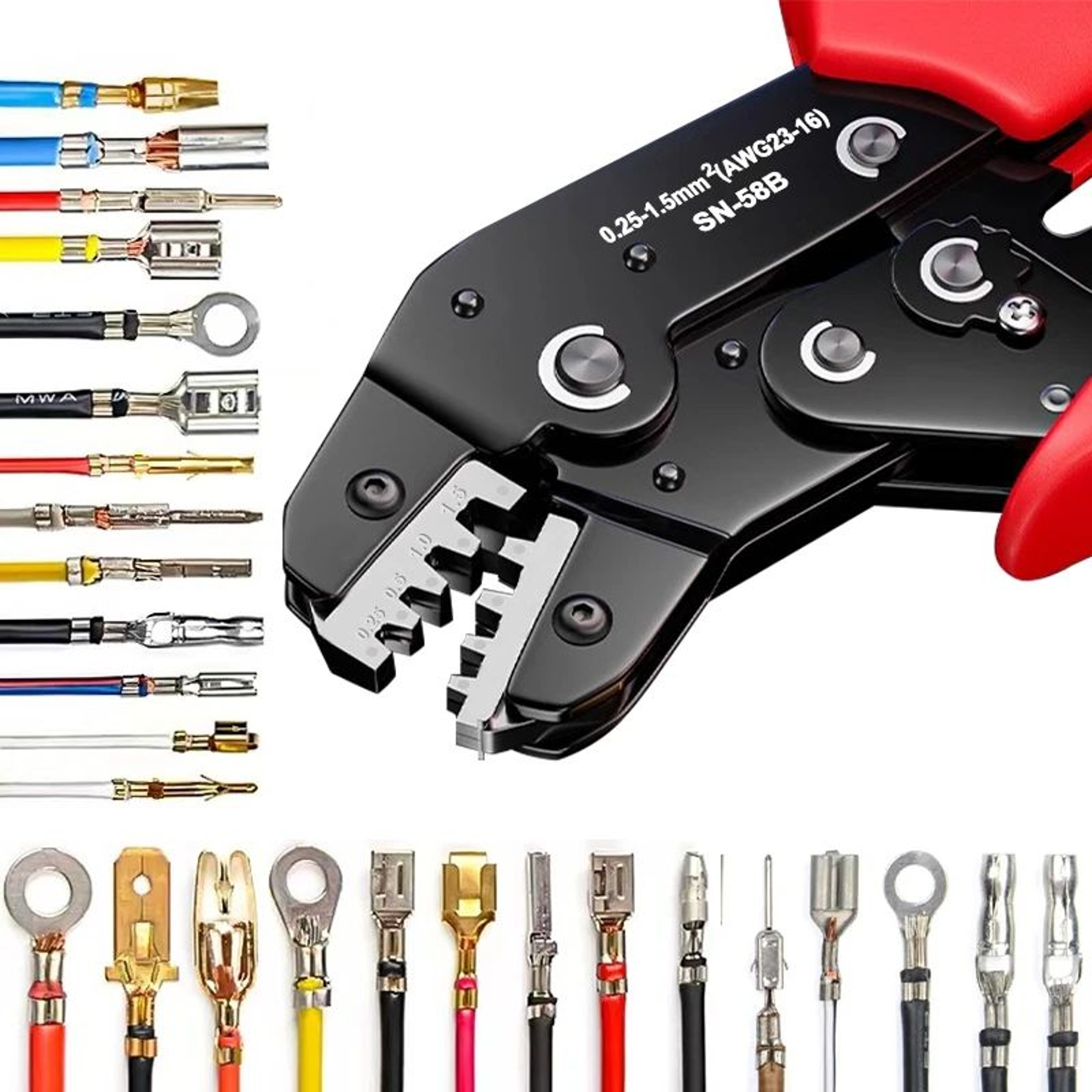SN58B Open Barrel Crimping Tool For Dupont JST  Molex Terminals AWG2416 1