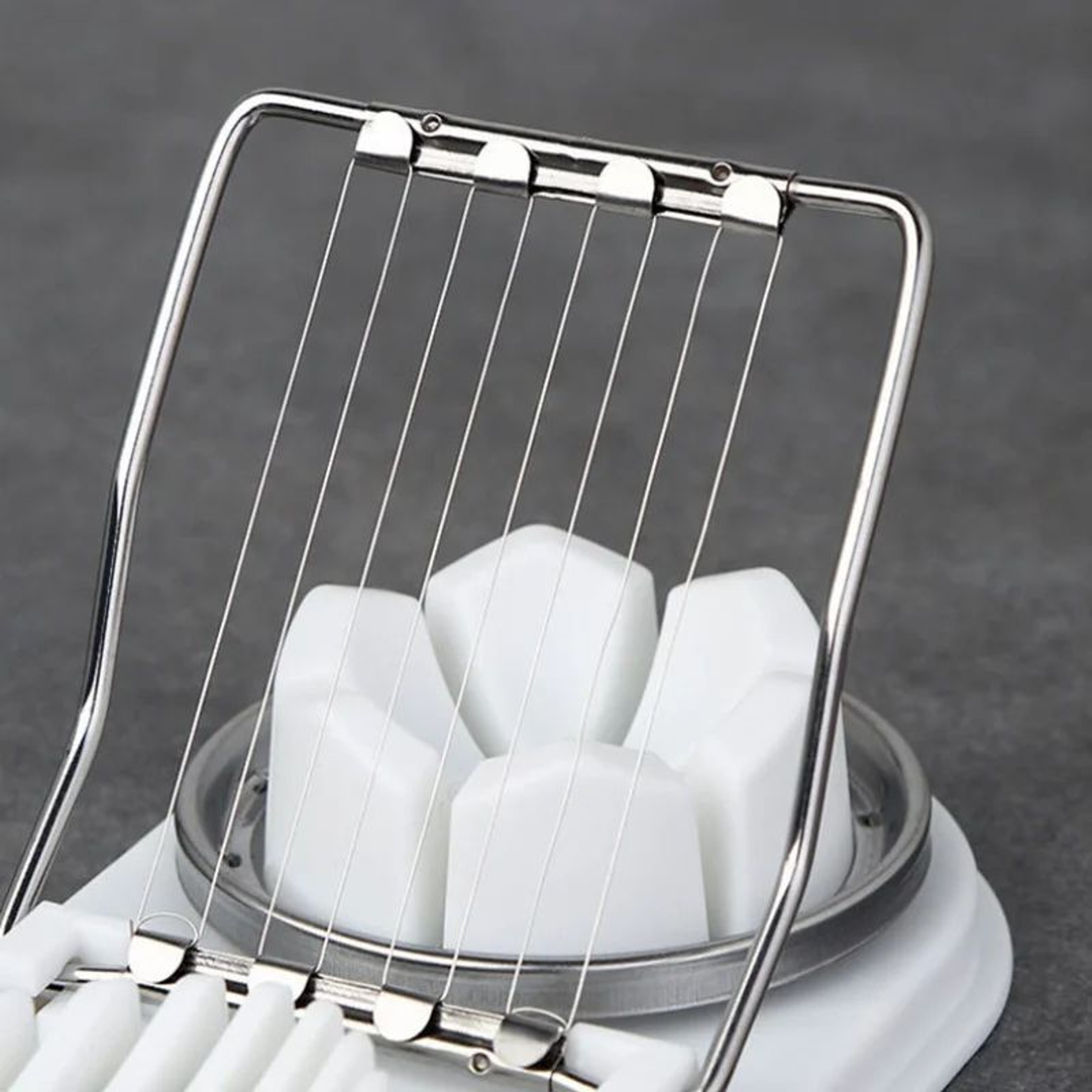 2in1 Stainless Steel Egg Cutter  Preserved Egg Slicer With Plastic Base 5
