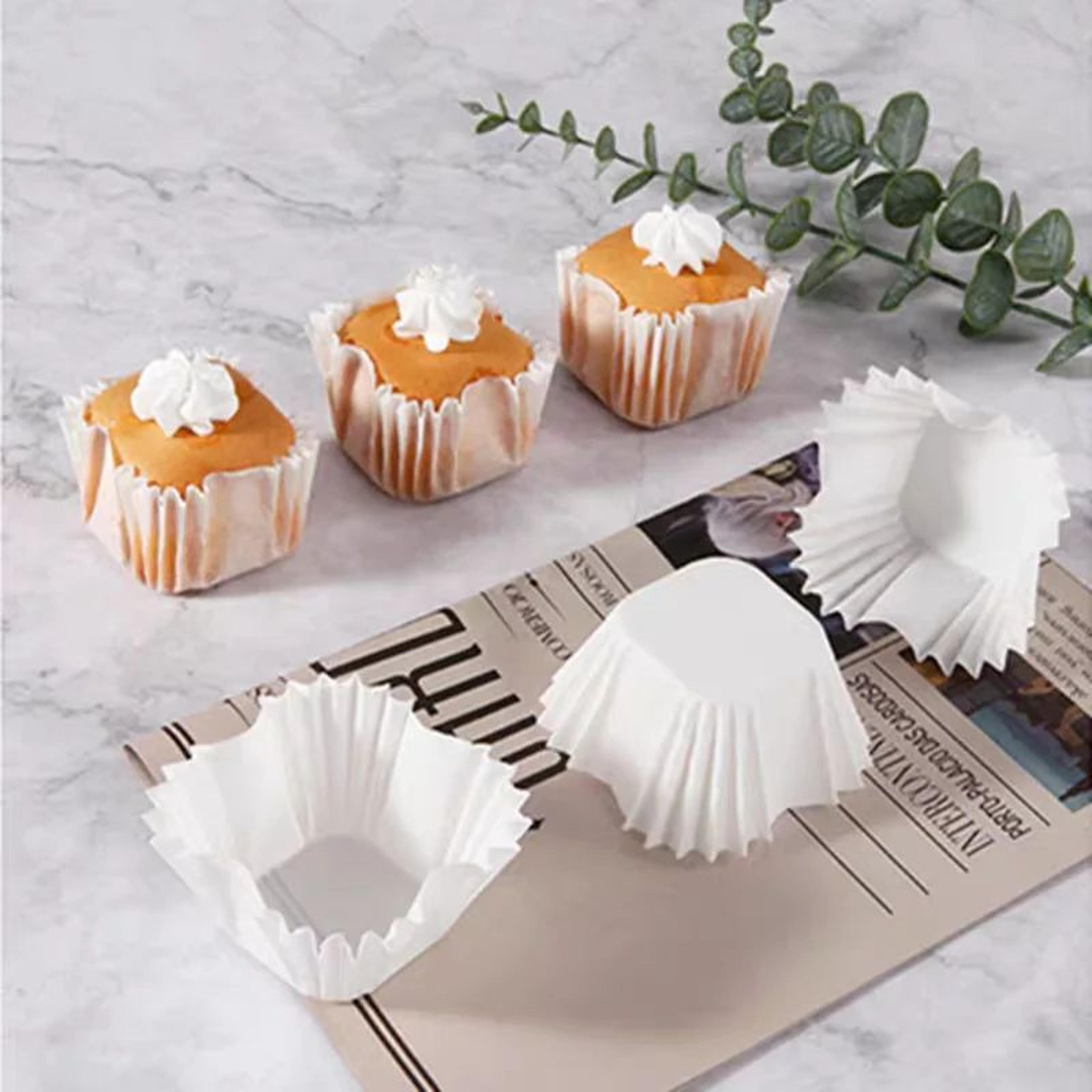 100Pack Square Cupcake Liners  Greaseproof Paper Baking Cups For Muffins  Mini Cakes 0