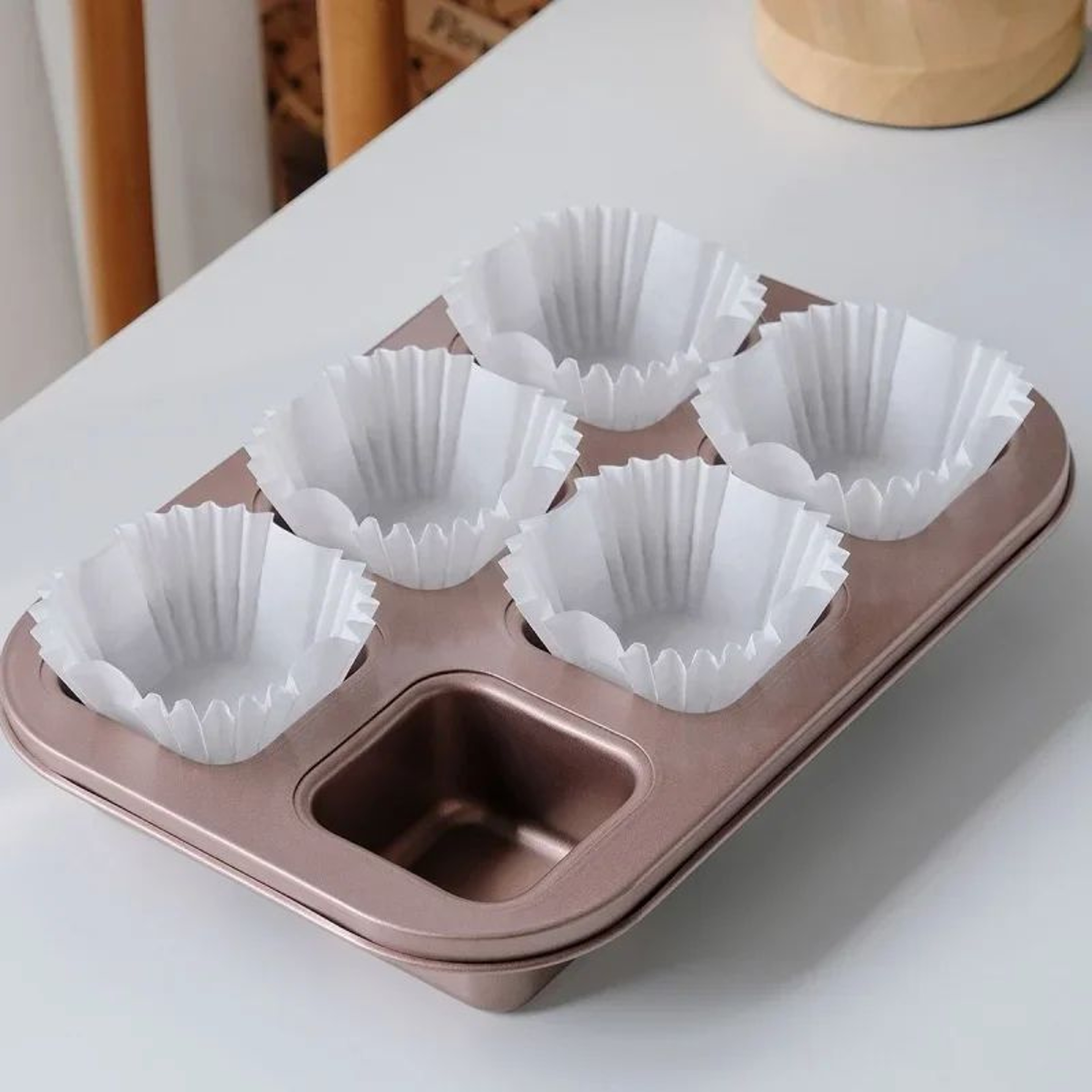 100Pack Square Cupcake Liners  Greaseproof Paper Baking Cups For Muffins  Mini Cakes 2