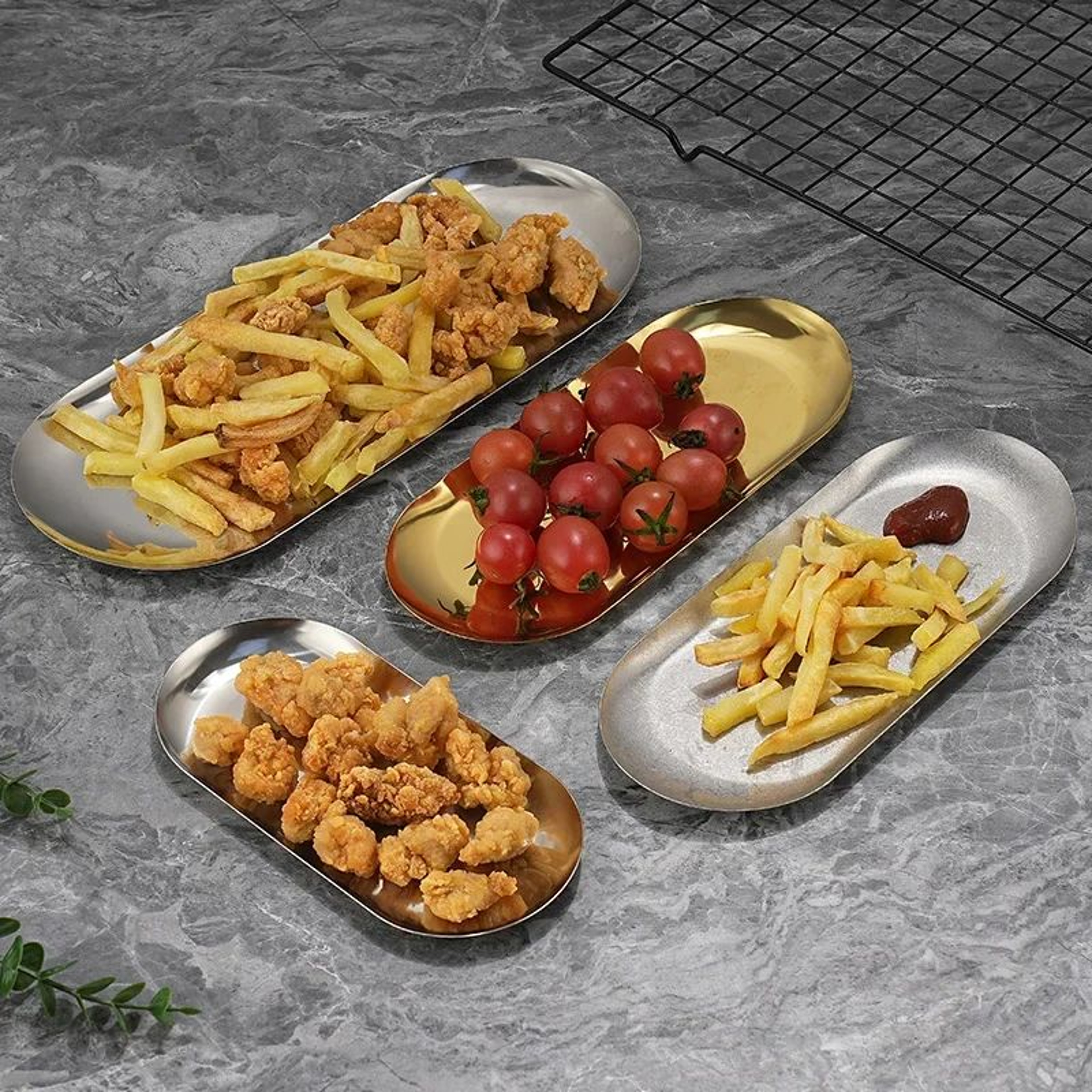 Nordic Oval Gold Stainless Steel Serving Tray For Snacks Desserts  Vanity Storage 5