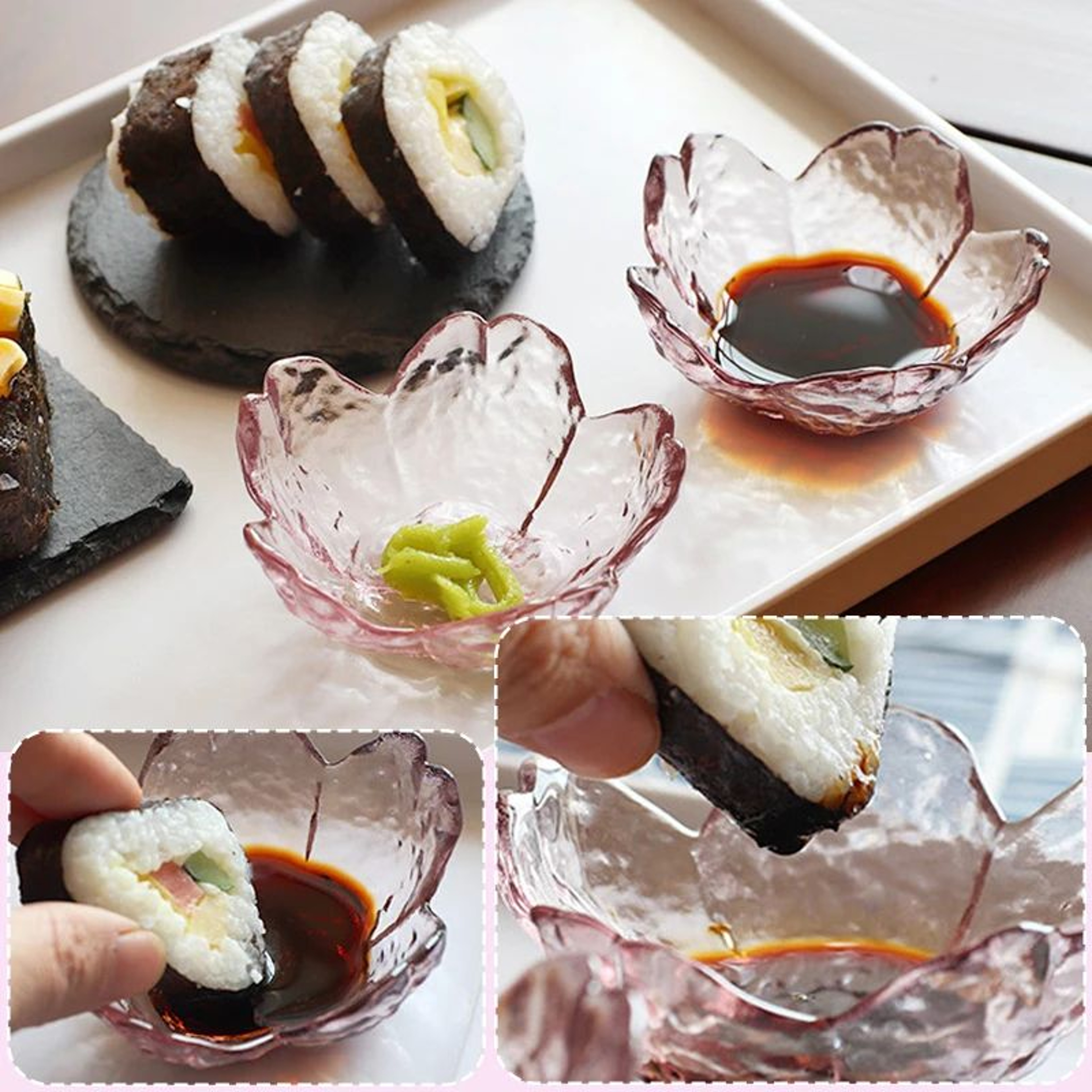 Japanese Sakura Glass Dipping Dish  Cherry Blossom Sauce Bowl For BBQ Hot Pot  Desserts 5