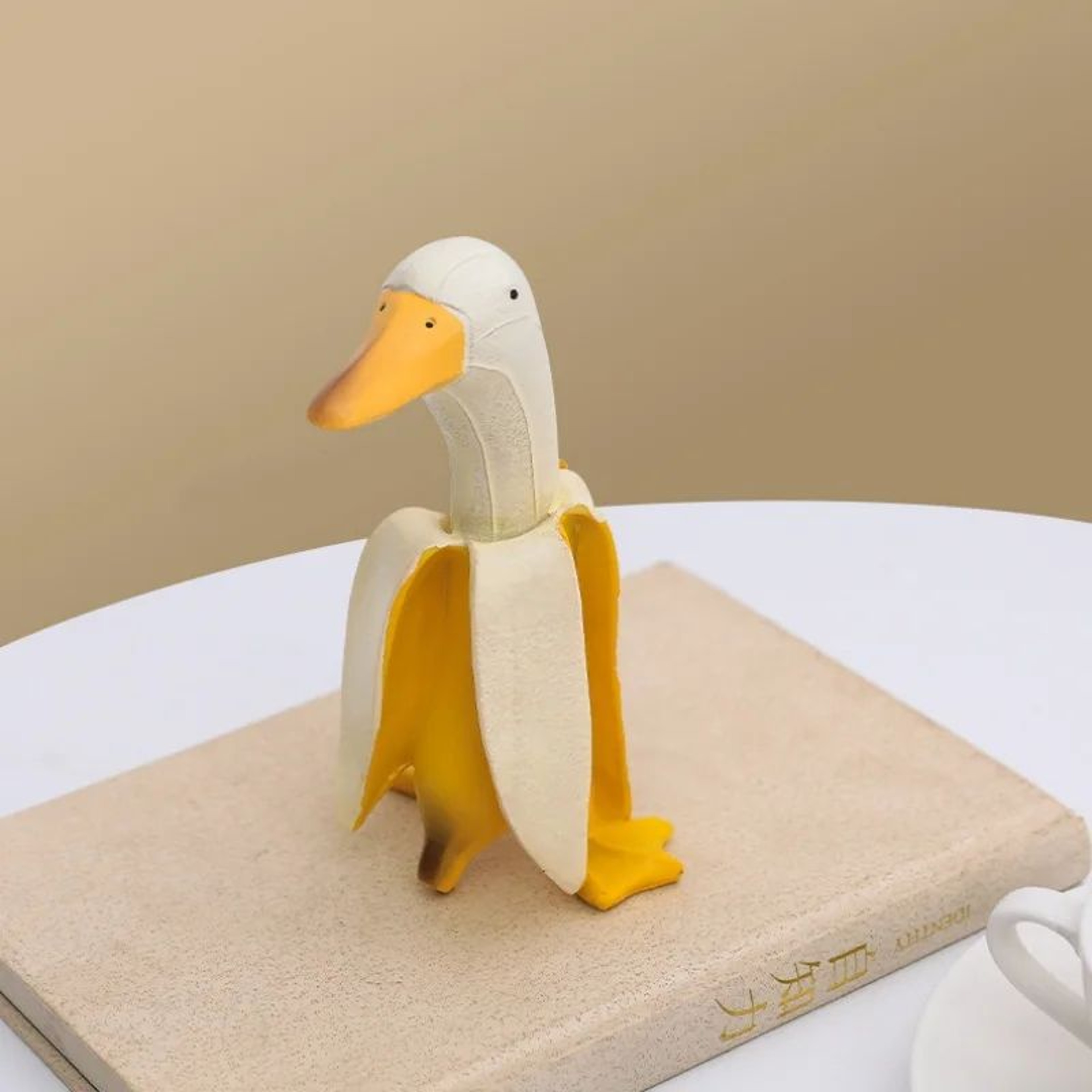 Peeled Banana Duck Figurine  Funny Peeled Banana Duck Desk  Shelf Decor 0