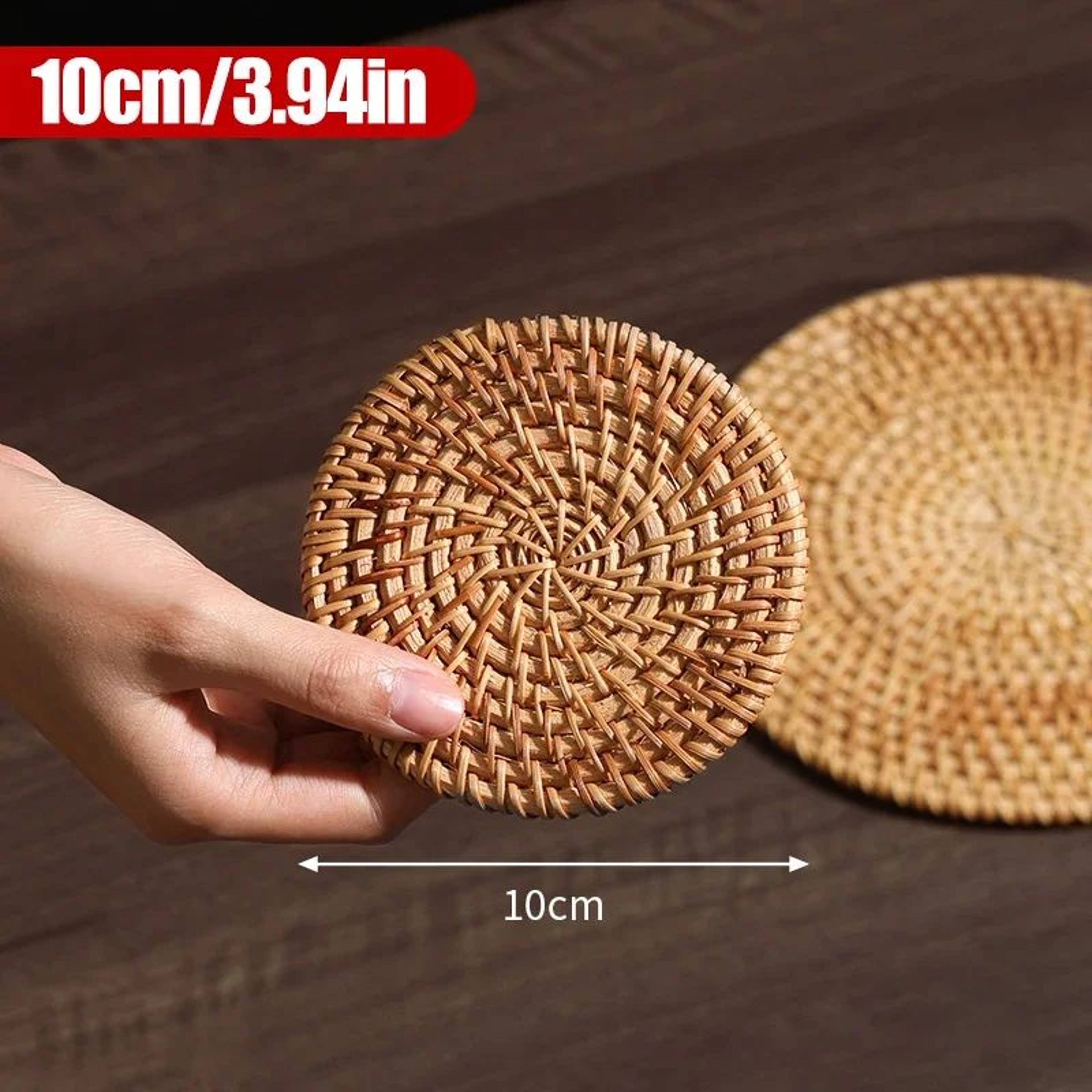 Handwoven Rattan Coaster  Heat Resistant Trivet Pad For Mugs And Hot Pots 6
