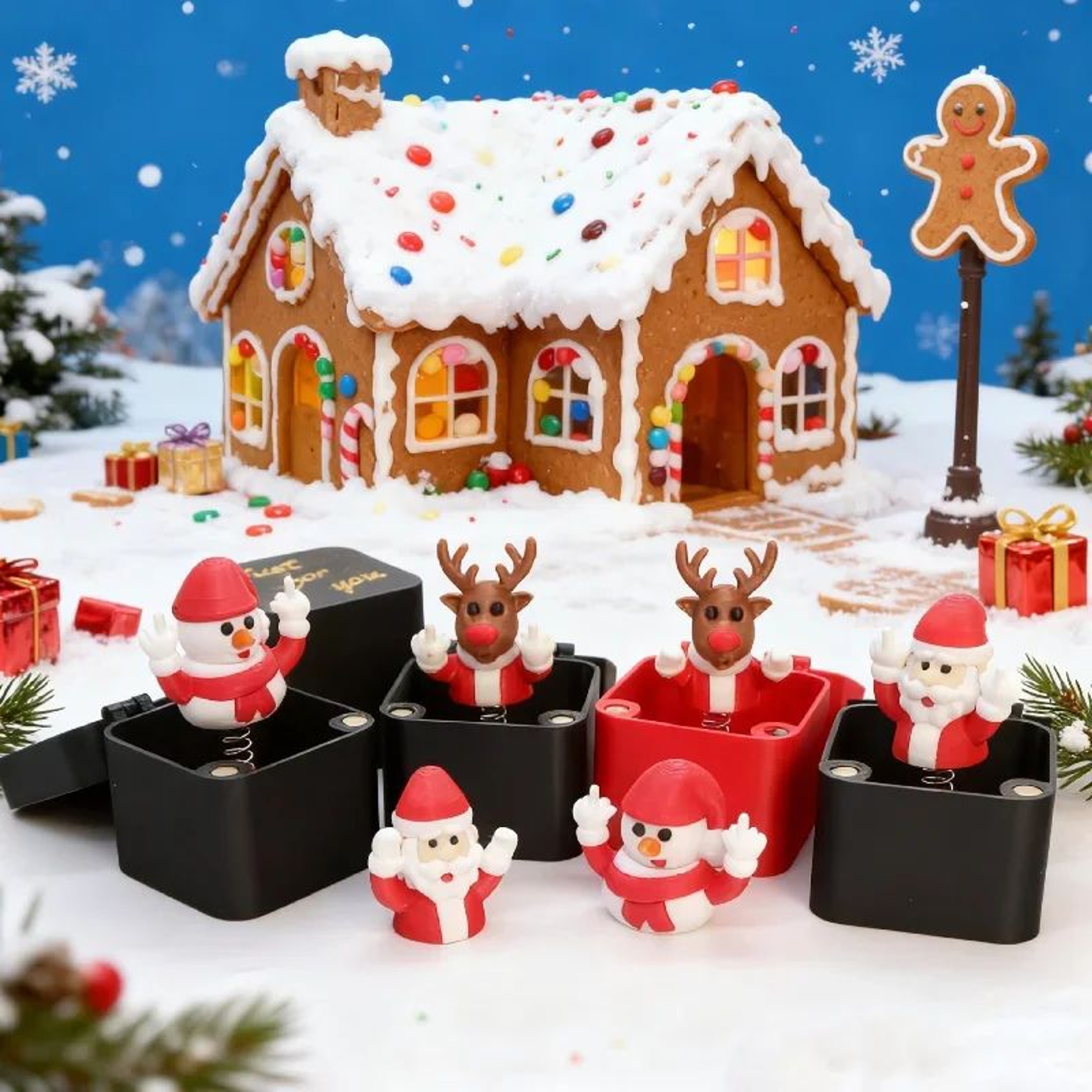 Holiday Surprise PopUp Prank Gift Boxes  Novelty Santa Snowman  Reindeer Pop Up Toy Gift Set 1