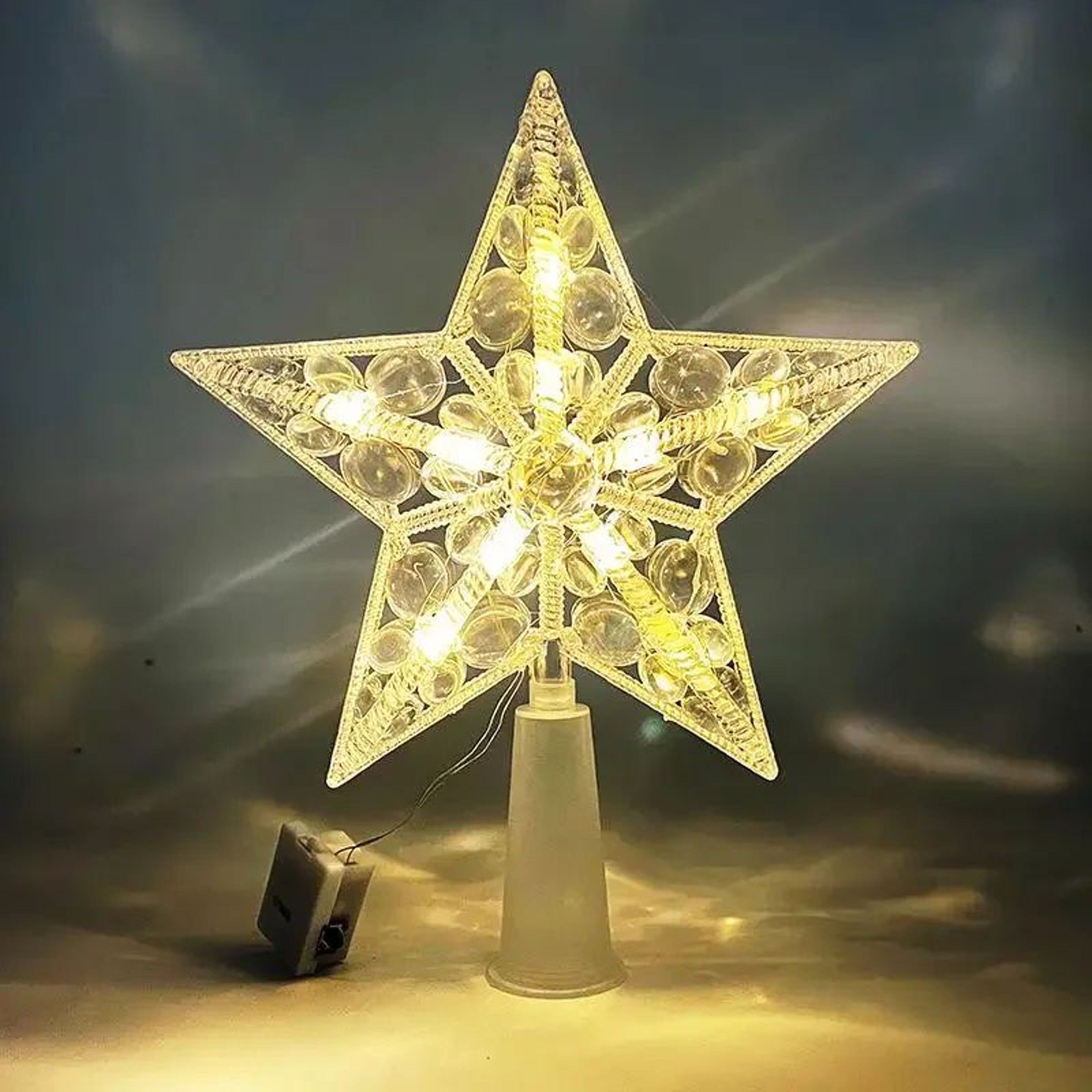 15cm LED Star Christmas Tree Ornament  Transparent LightUp Holiday Decoration 8