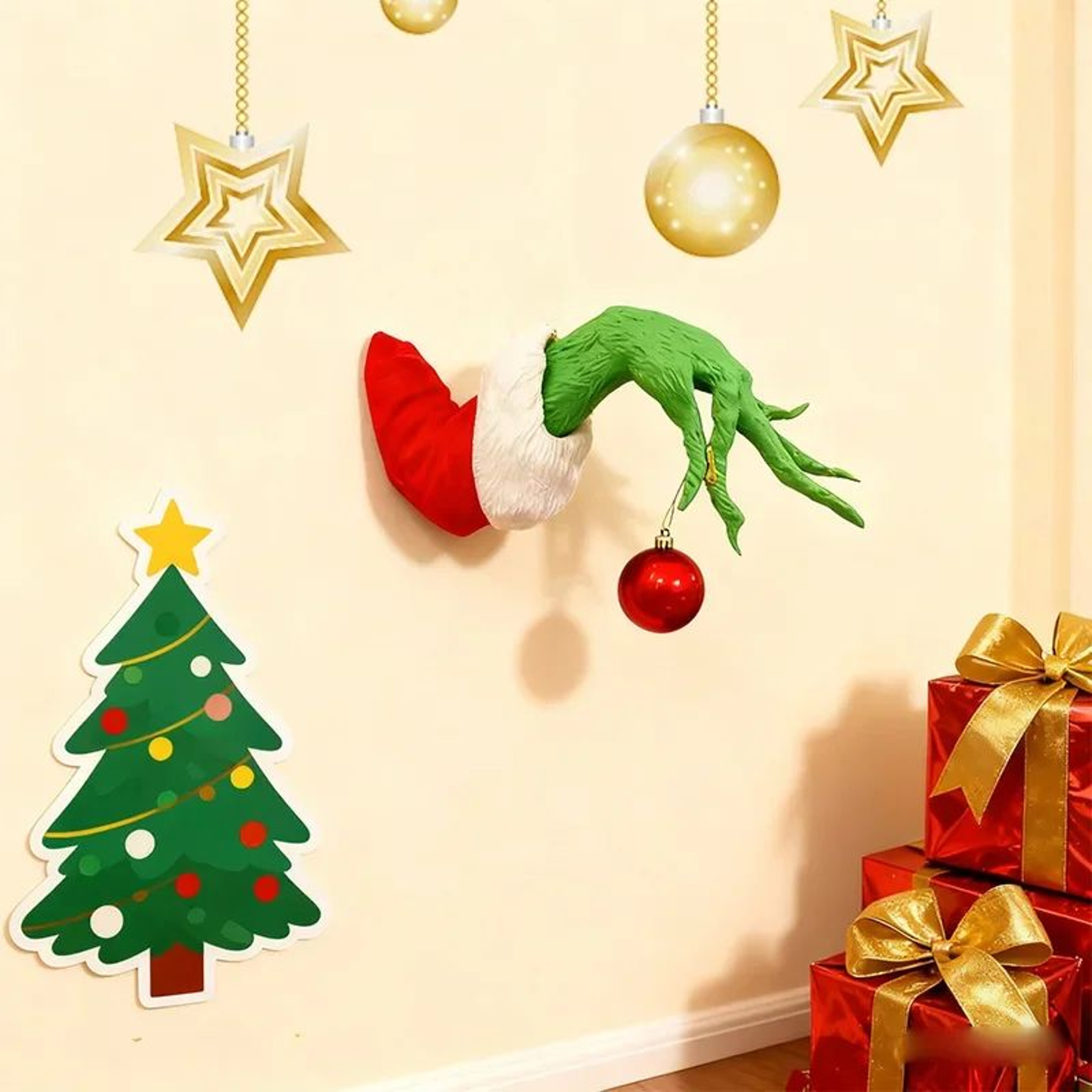 Green Plush Tree Hugger Arms Christmas Tree Topper  Bendable Holiday Party Decor 3