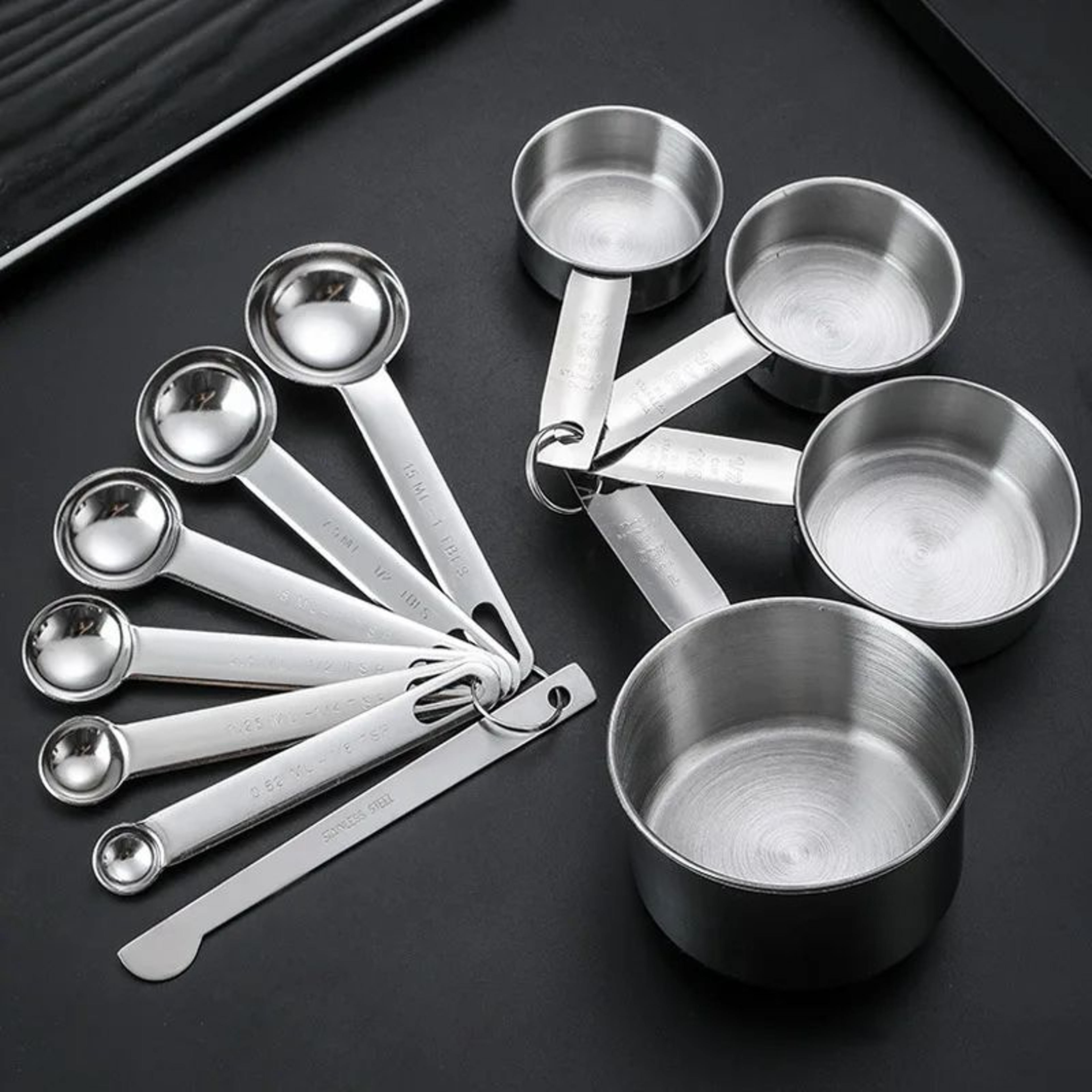 Deluxe Stackable Stainless Steel Measuring Cups And Spoons Set  Precise Kitchen Measuring Tools For 1