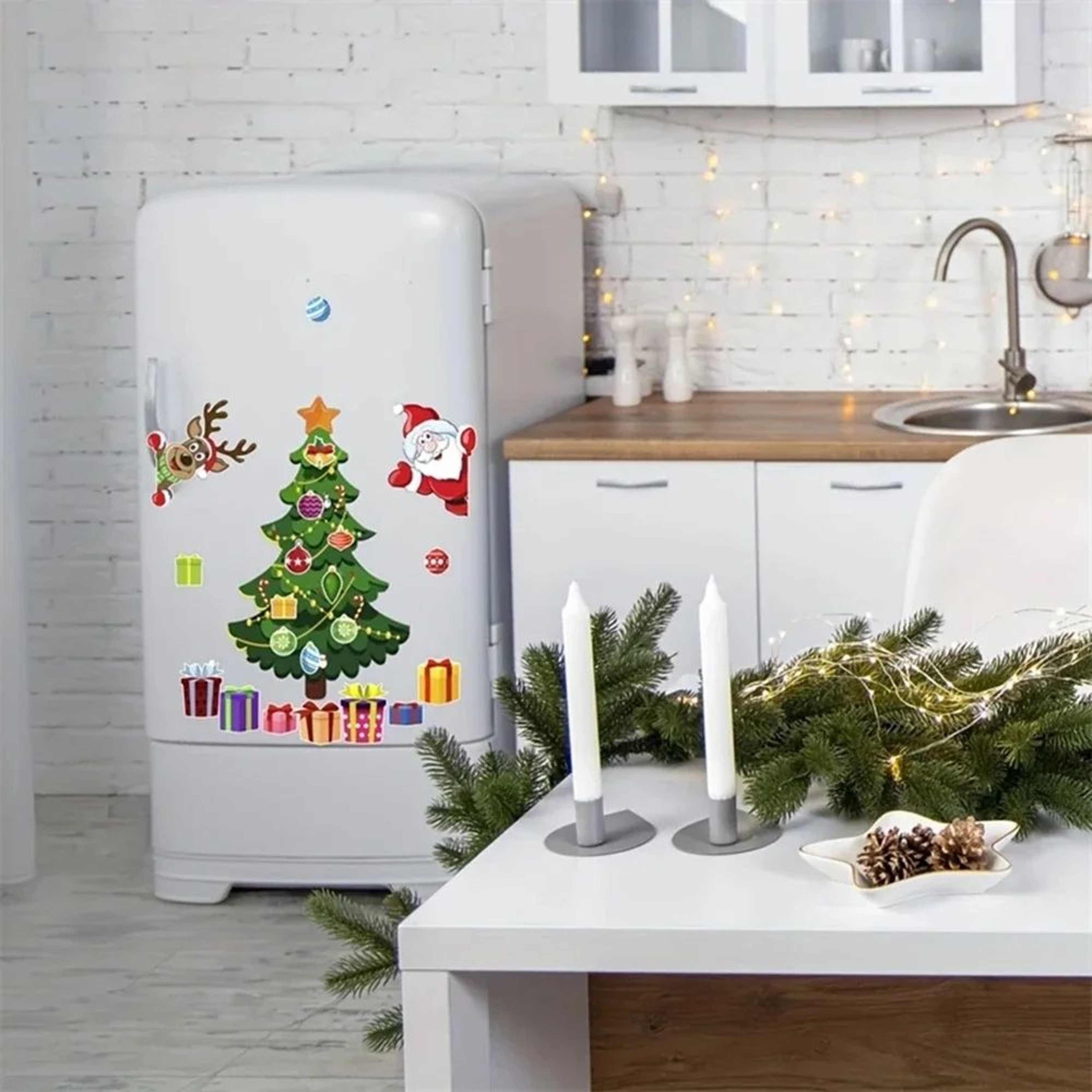 Magnetic Christmas Tree Fridge Decor Set  Christmas Fridge Magnets With Santa  Reindeer For Refrige 4