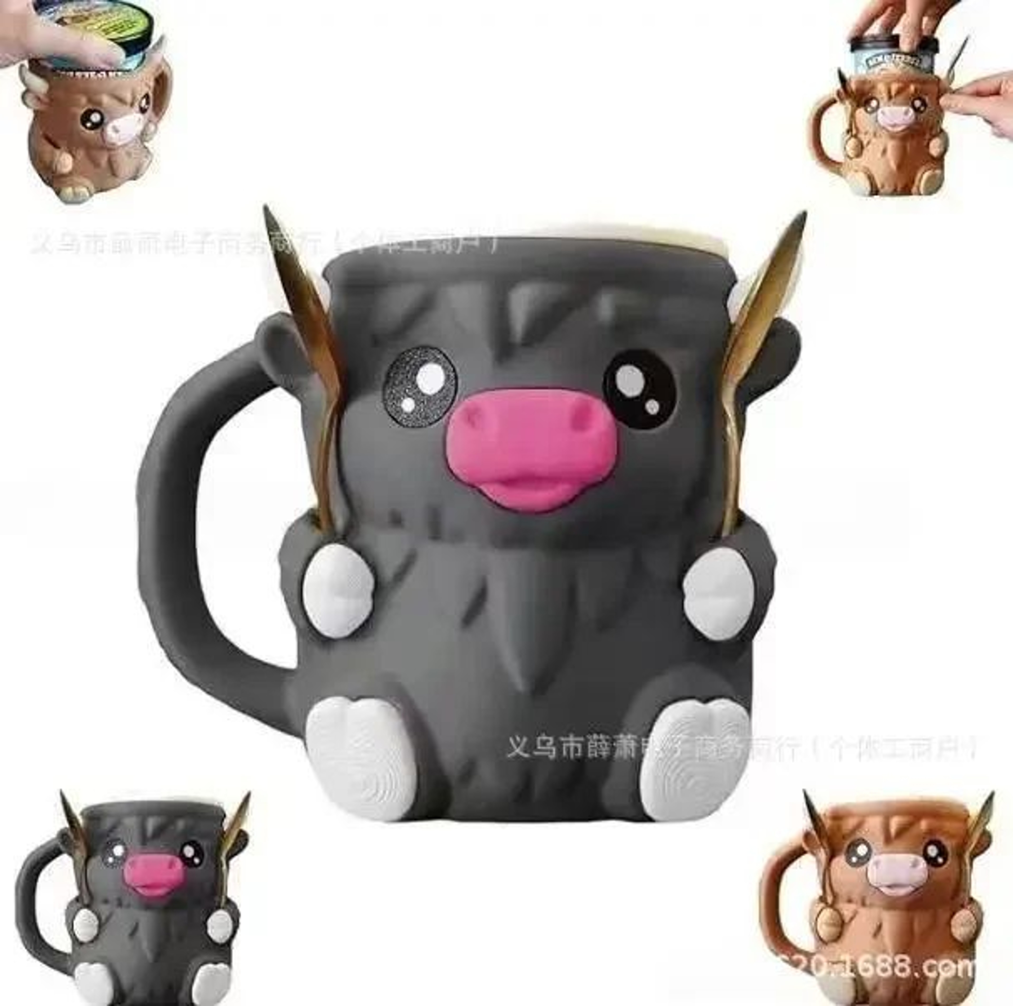 Scottish Highland Cow 3D Ceramic Coffee Mug  Cute Cartoon Kyloe Breakfast Cup Gift 7
