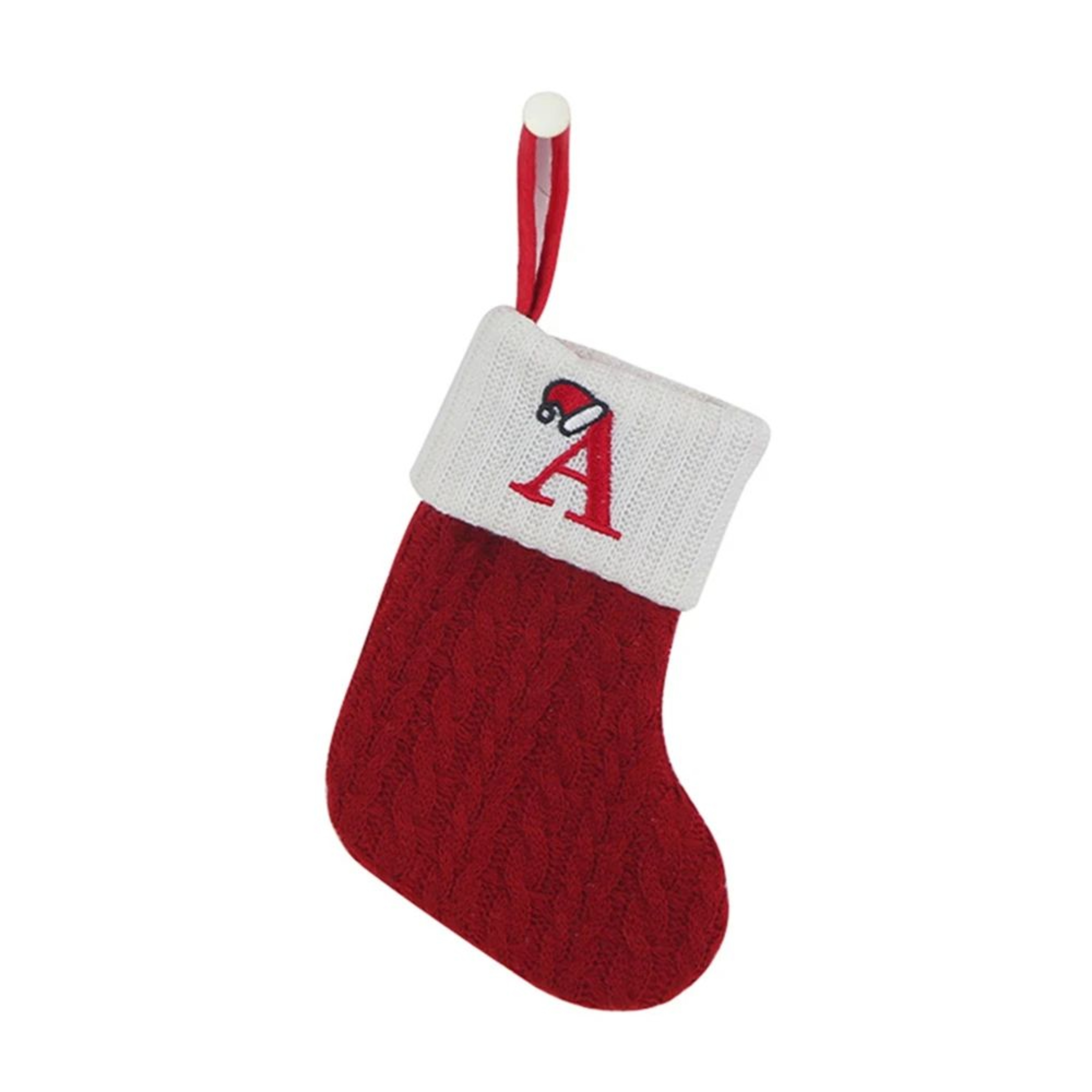 Cozy Knitted Mini Christmas Stocking With AZ Letter Snowflake Design  Hanging Loop 0