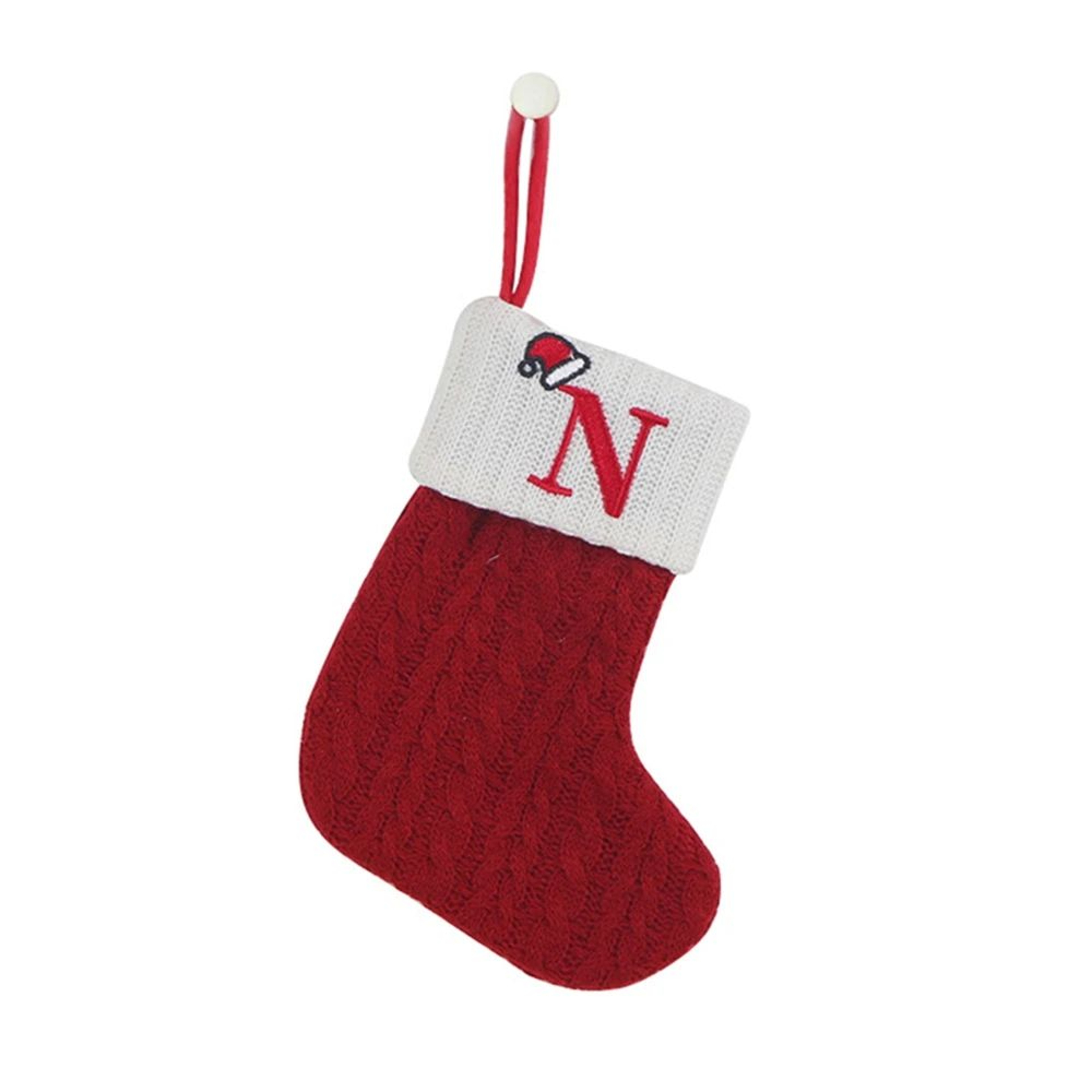 Cozy Knitted Mini Christmas Stocking With AZ Letter Snowflake Design  Hanging Loop 13