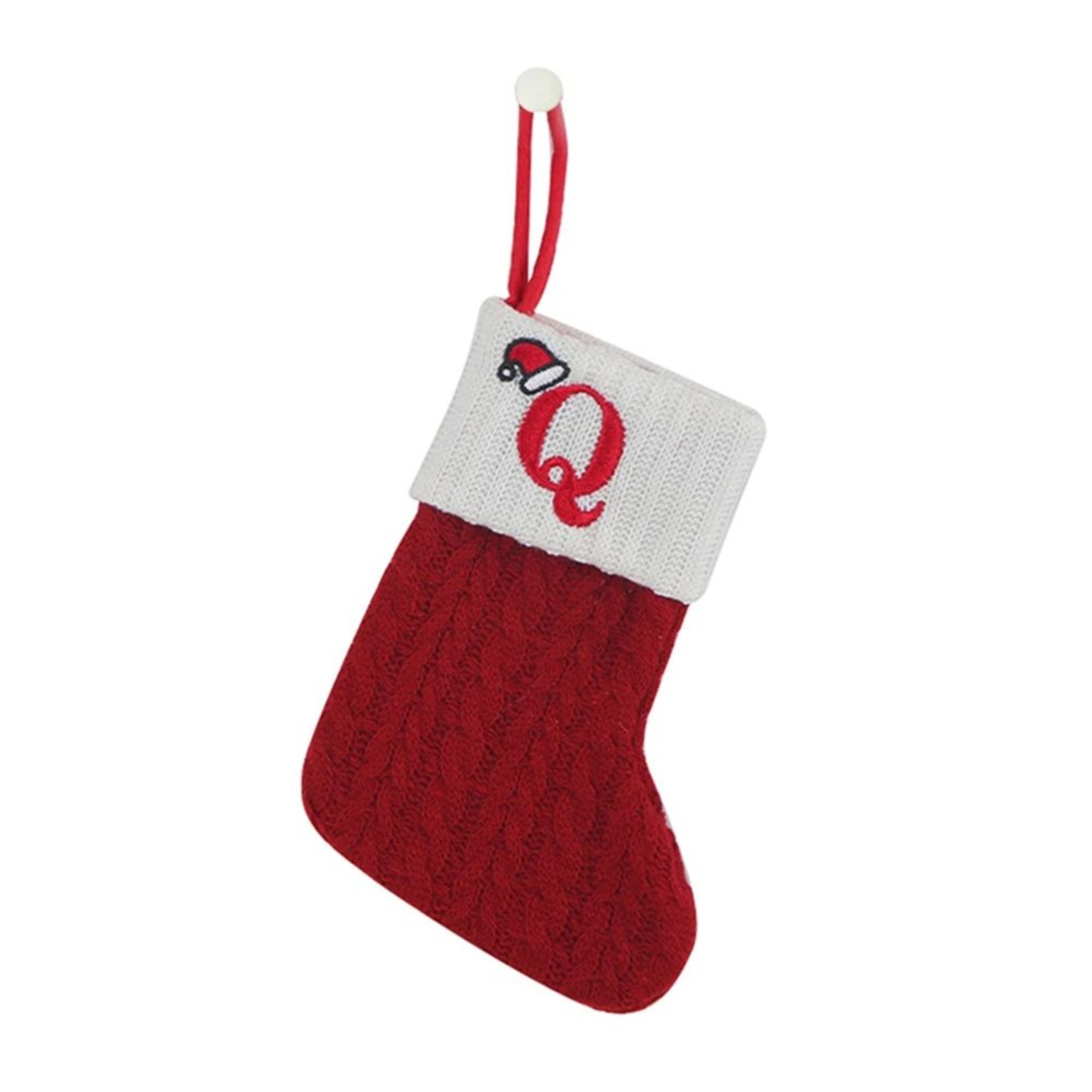 Cozy Knitted Mini Christmas Stocking With AZ Letter Snowflake Design  Hanging Loop 16
