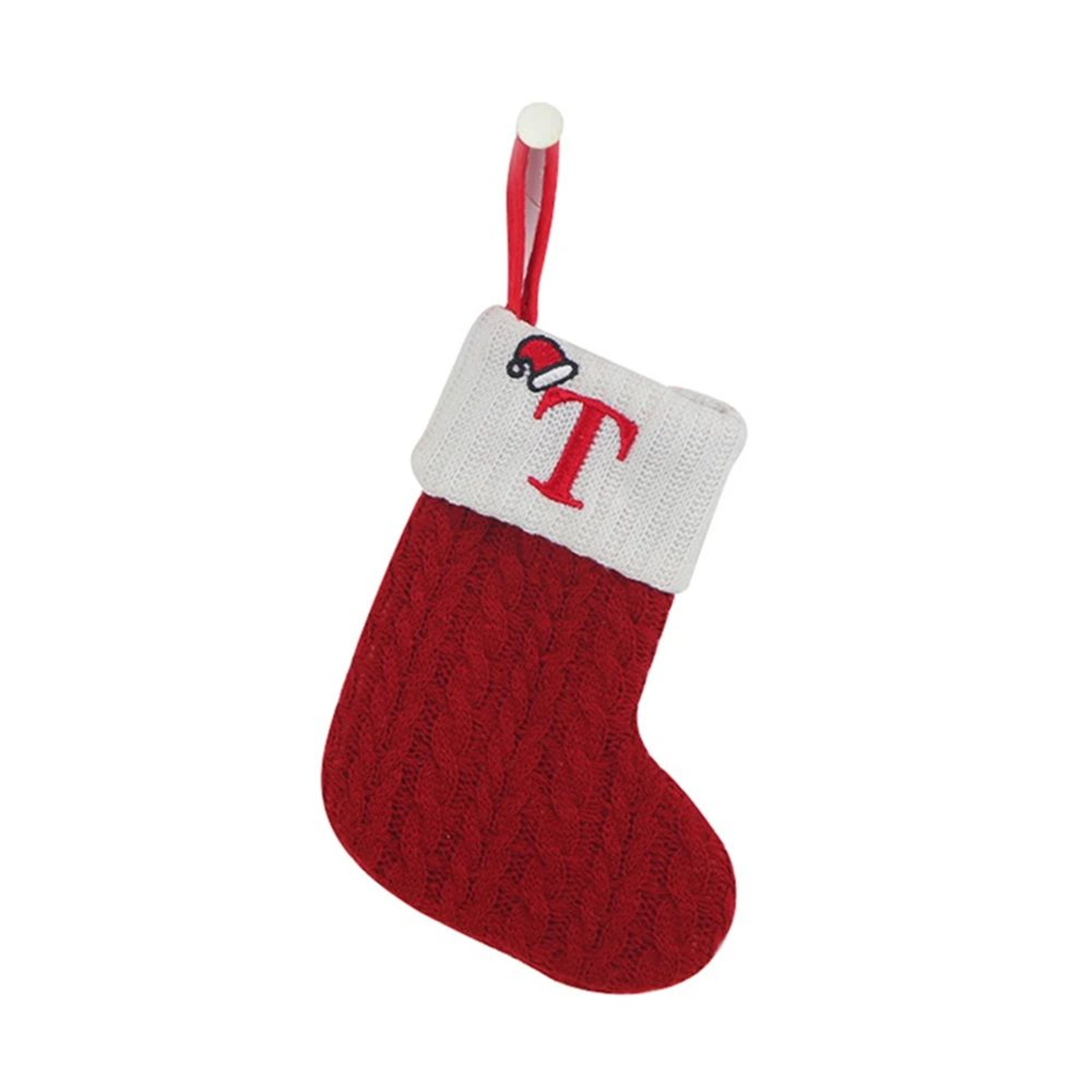 Cozy Knitted Mini Christmas Stocking With AZ Letter Snowflake Design  Hanging Loop 19