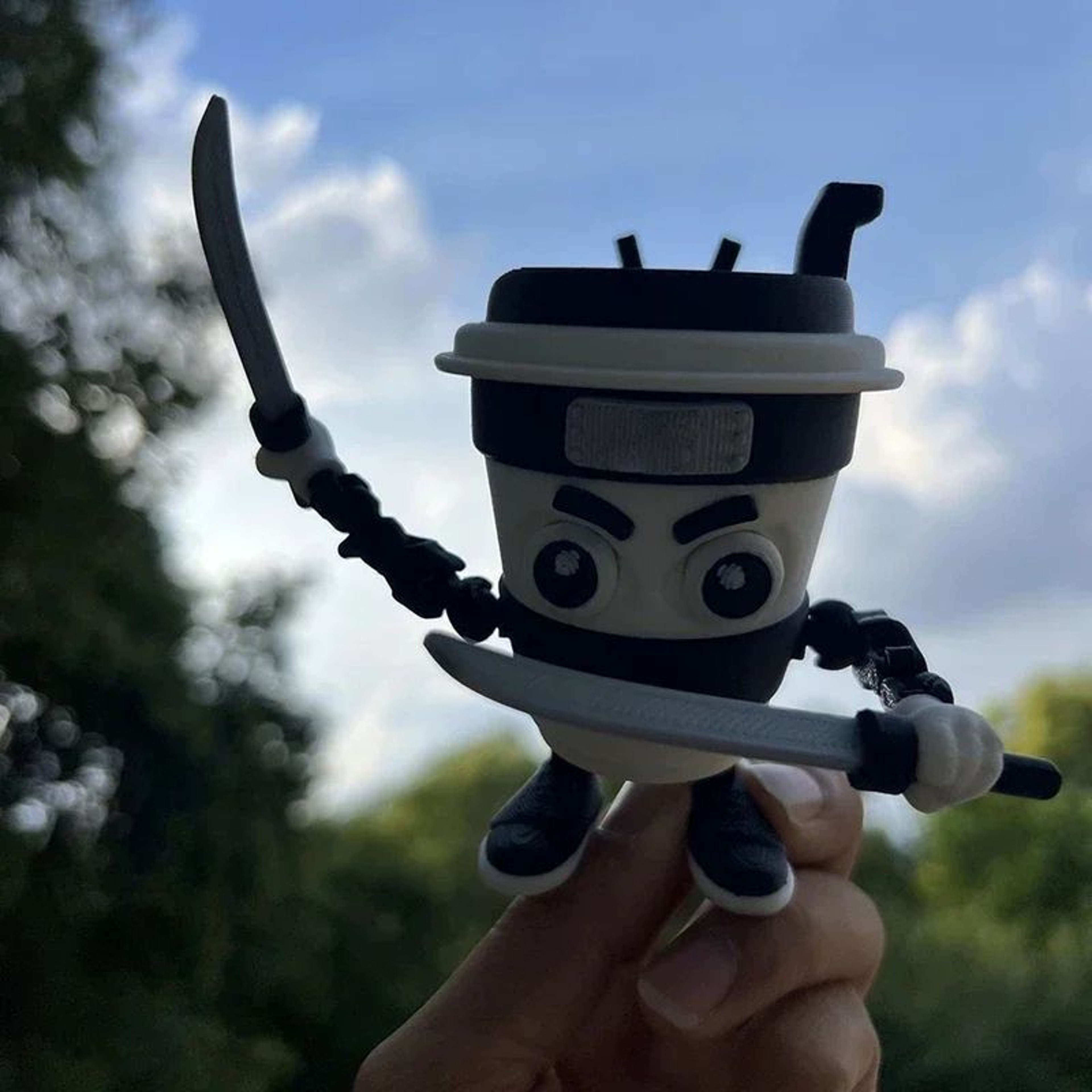 Cappuccino Assassino Coffee Ninja Figurine 3D Printed Desk Toy Italian Brainrot Collectible 0