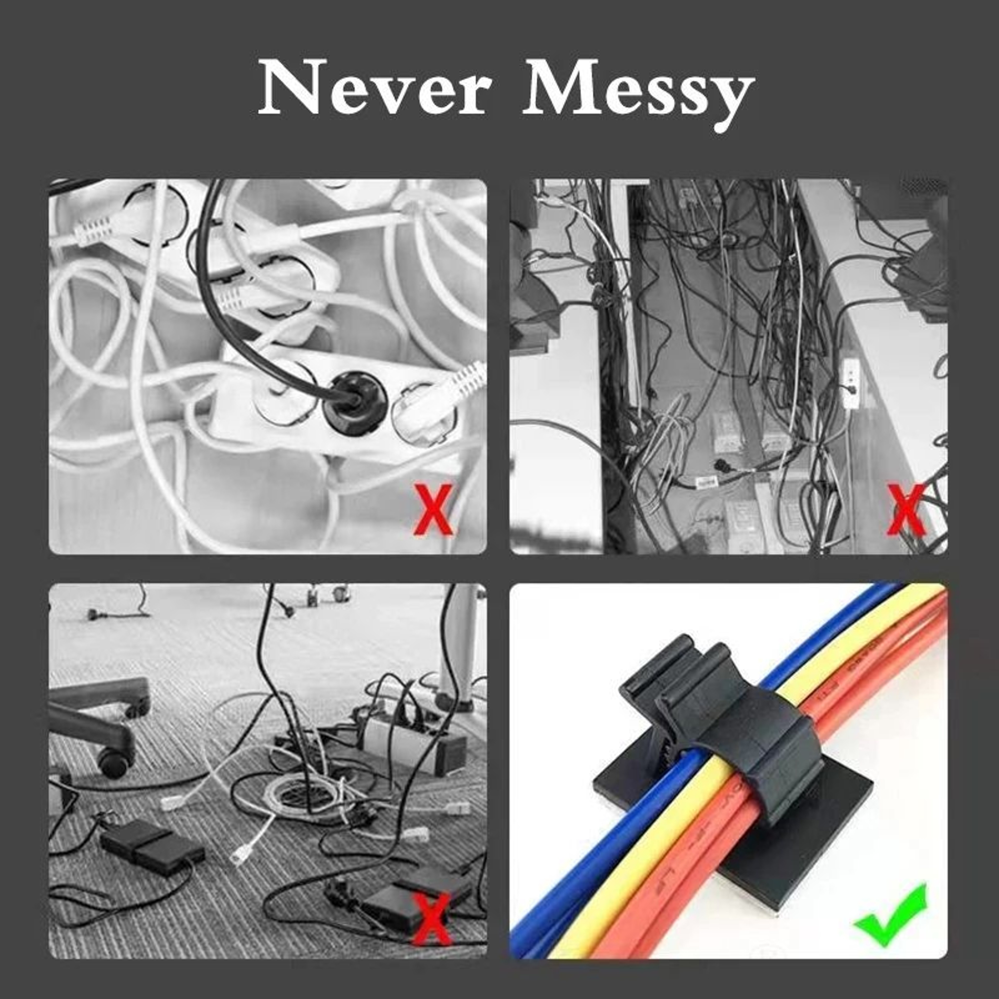 10Pack Adjustable SelfAdhesive Cable Organizer Clips For Desk And Wall Cord Management 1