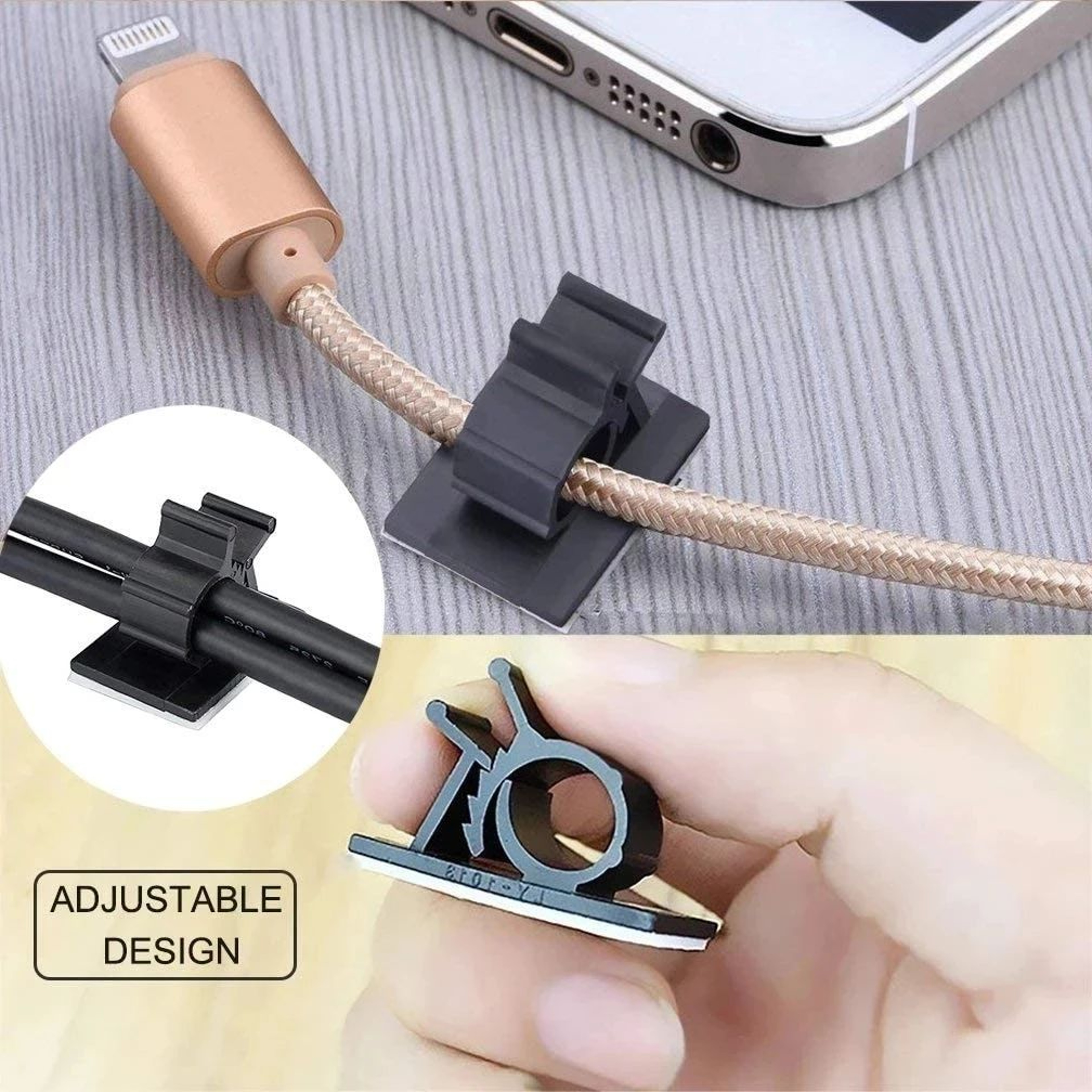10Pack Adjustable SelfAdhesive Cable Organizer Clips For Desk And Wall Cord Management 3