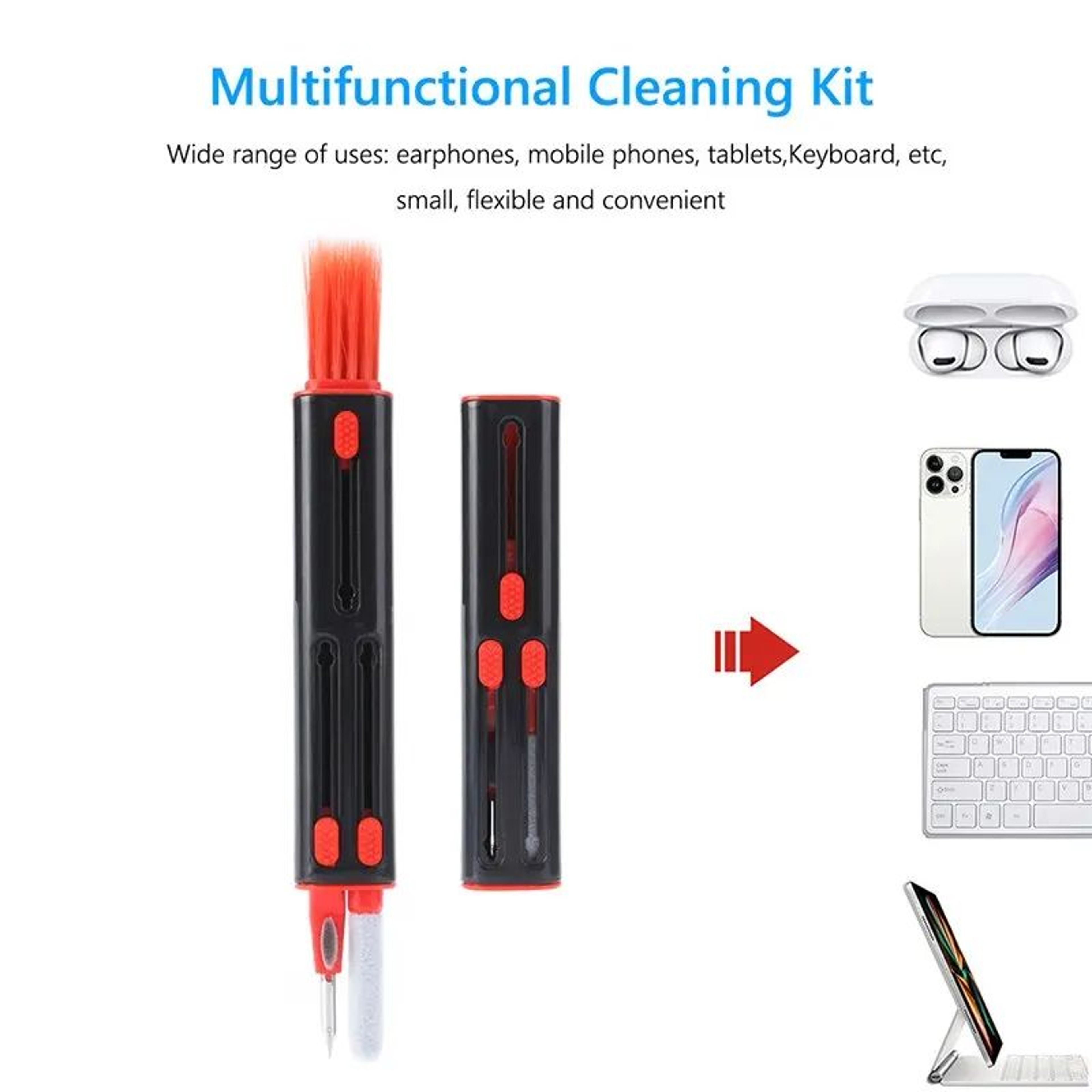 3in1 Earbud Cleaning Pen For AirPods  Bluetooth Earbuds  Charging Case Cleaner Brush Tool 4