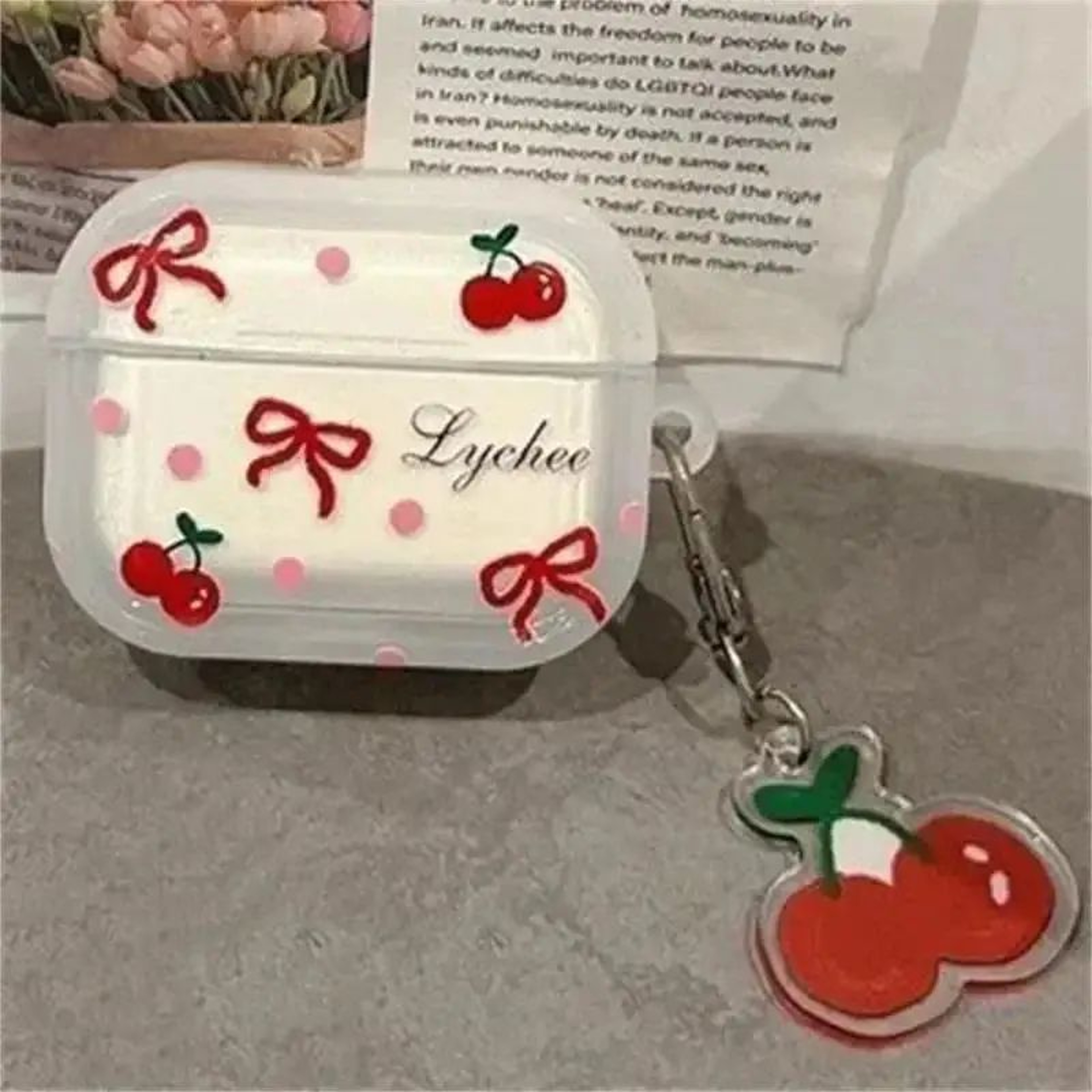 Crystal Cherry Pendant AirPods Case Soft Protective Cover For AirPods 1234  Pro 2