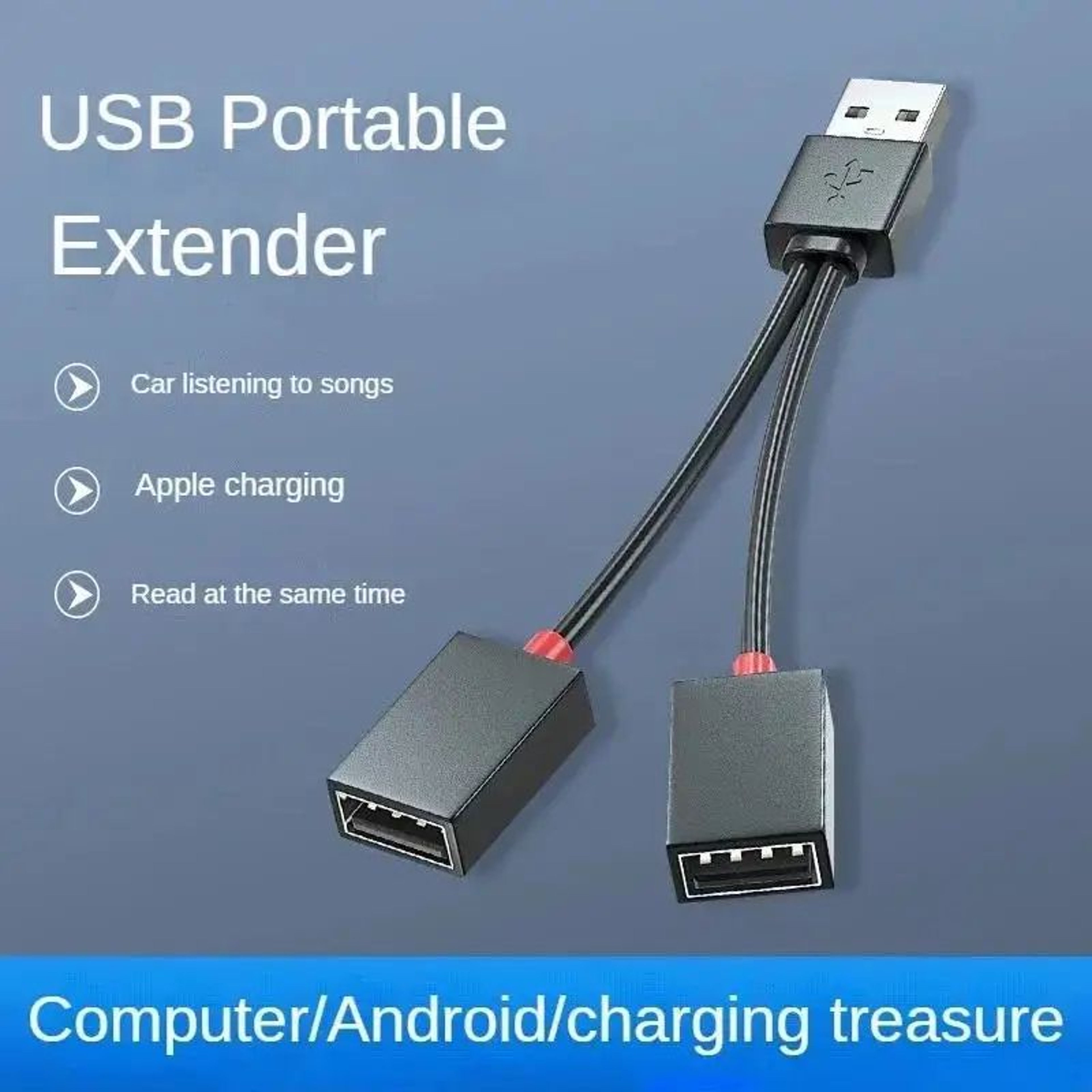 2Port USB Splitter Hub Cable For Car  Laptop  Dual USB Adapter For Charging  Data 3