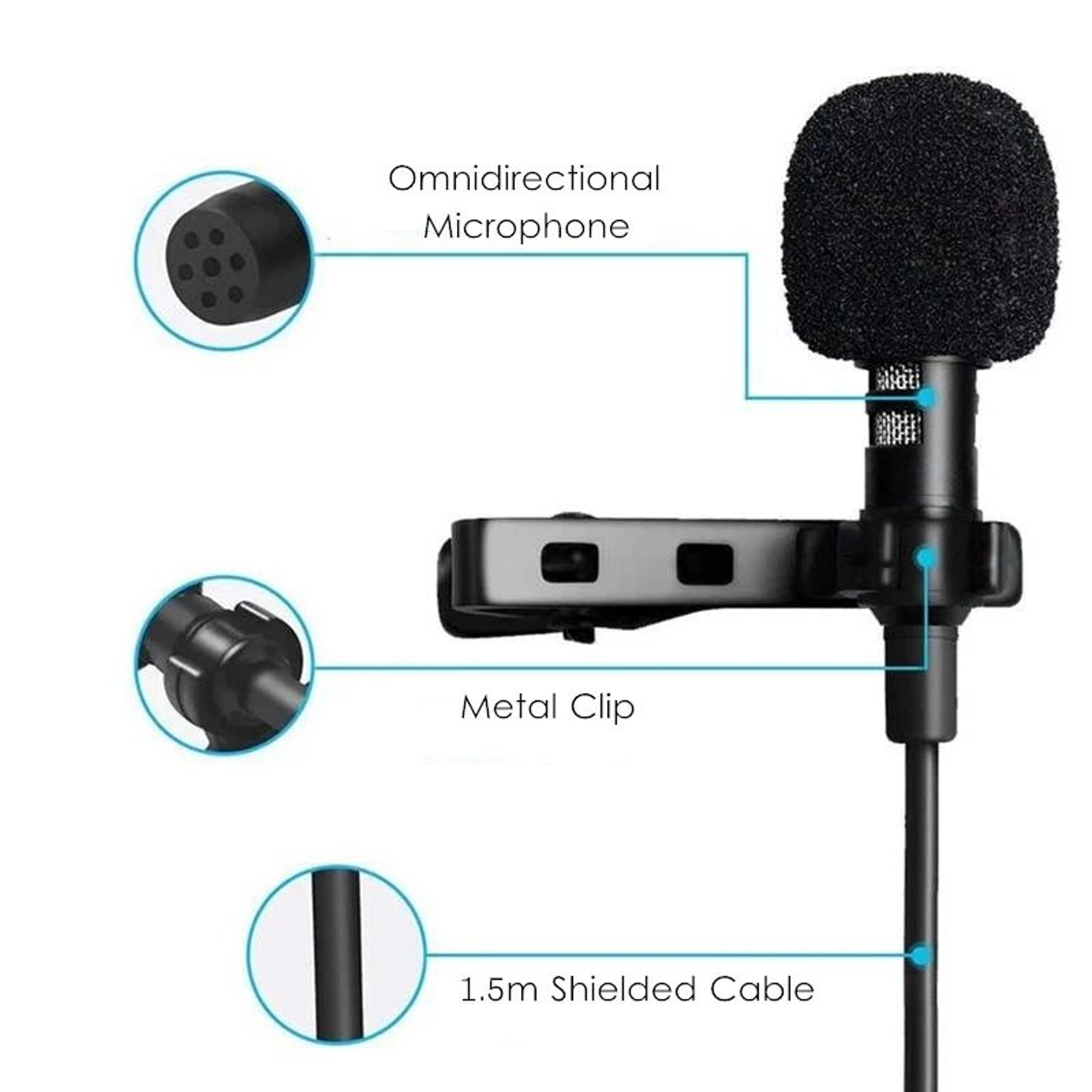 15m Wired Lavalier Microphone  ClipOn Lapel Mic With USBC  35mm For Clear Voice 1