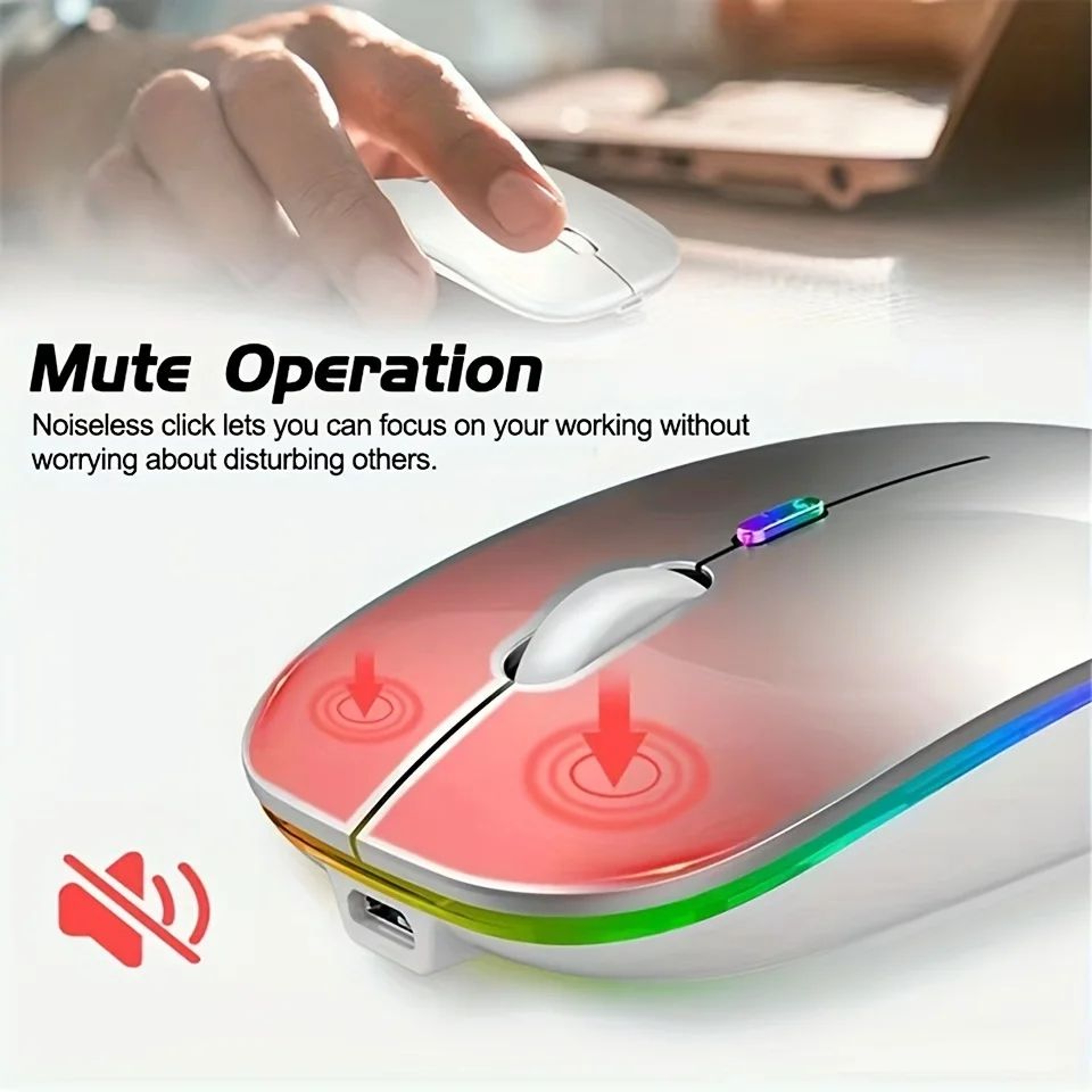 DualMode Bluetooth Wireless Mouse Rechargeable Silent LED Ergonomic Mouse For Laptop And PC 0