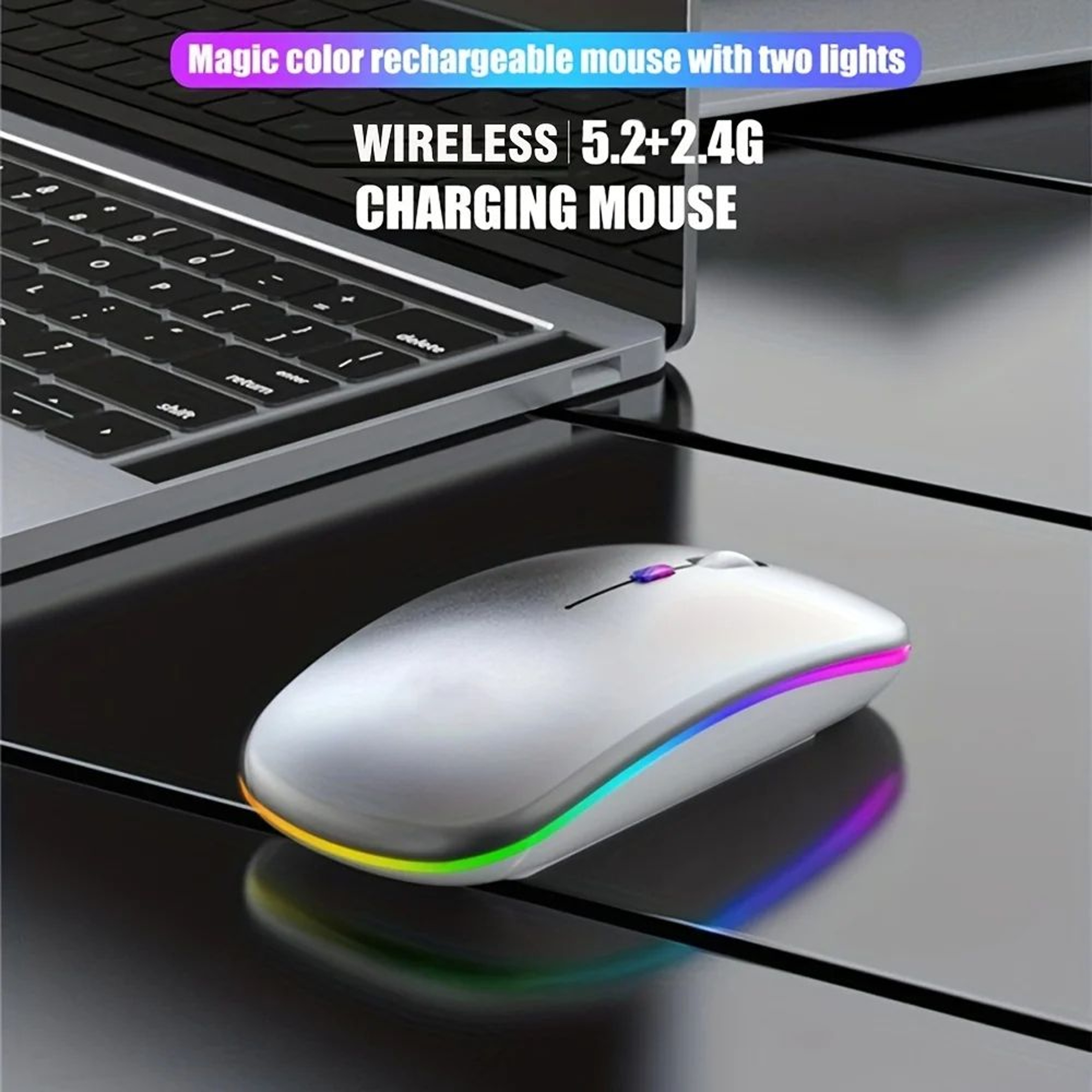 DualMode Bluetooth Wireless Mouse Rechargeable Silent LED Ergonomic Mouse For Laptop And PC 3