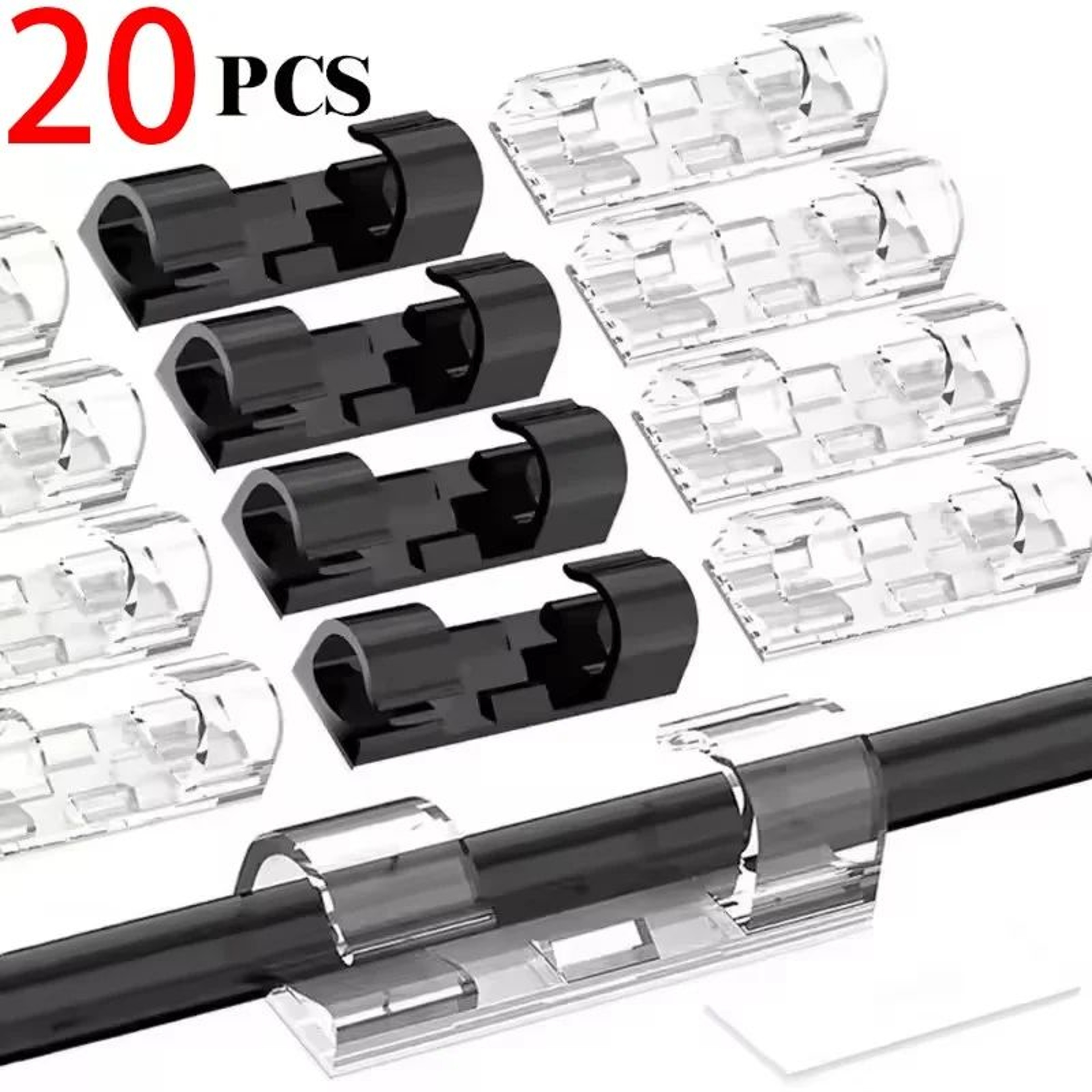 Adhesive Cable Clips 20Pack SelfAdhesive Desk  Home Cord Organizer For Clean Cable Management 0