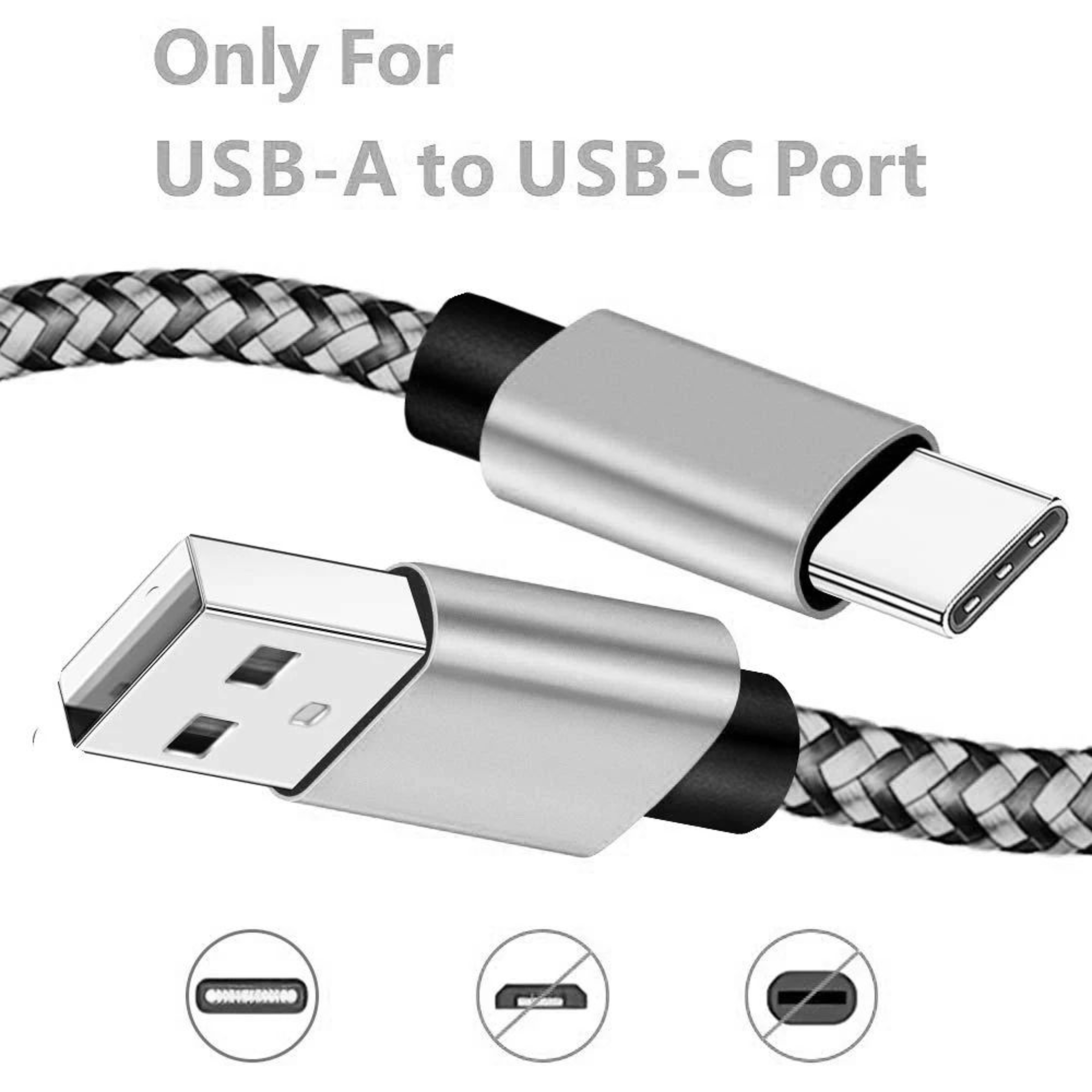 3m USBA To USBC Nylon Braided Fast Charging  Data Cable 3A 1