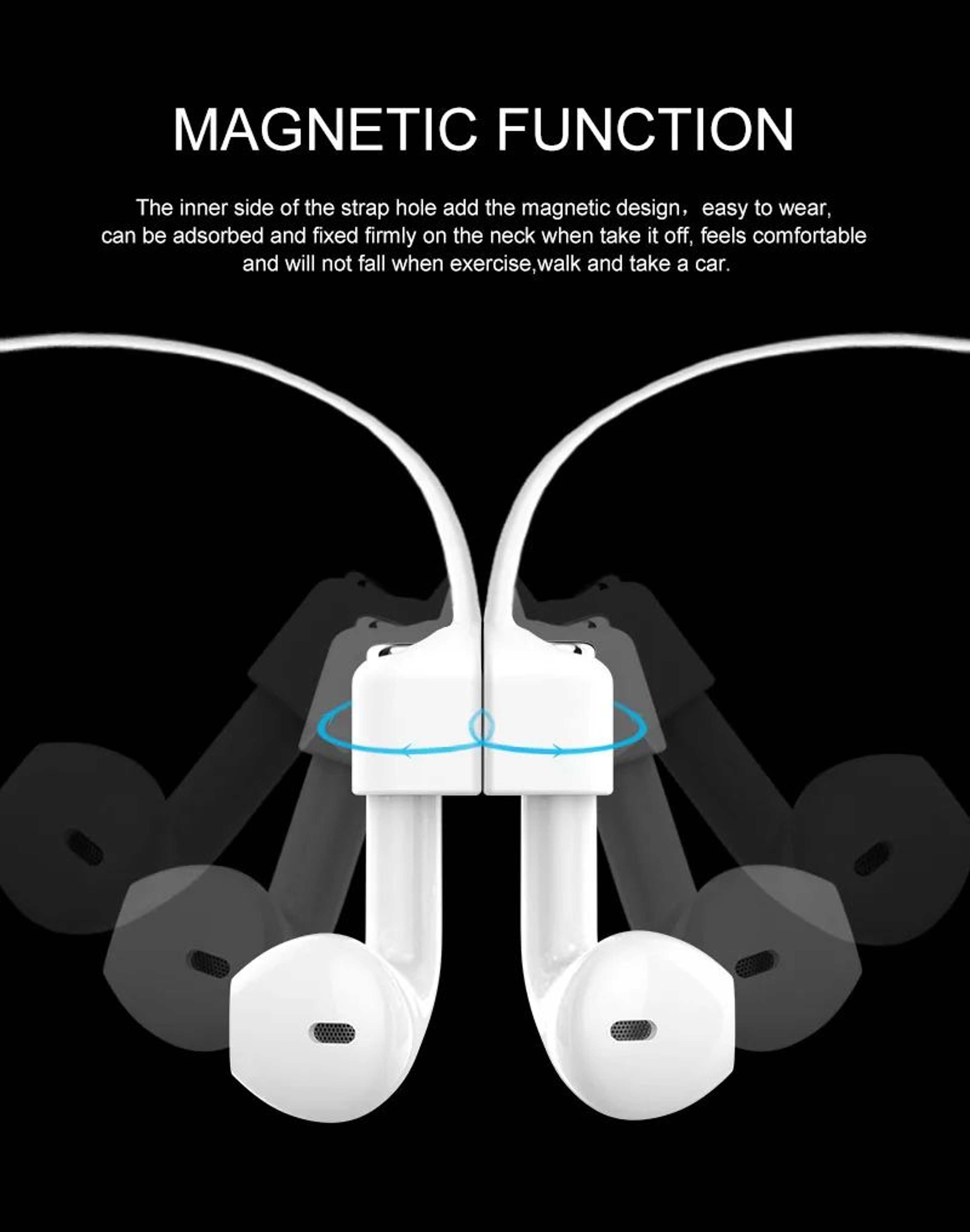 Magnetic Silicone Wireless Earbuds Neck Strap For AirPods  Bluetooth Earbuds  AntiLost Lanyard 2
