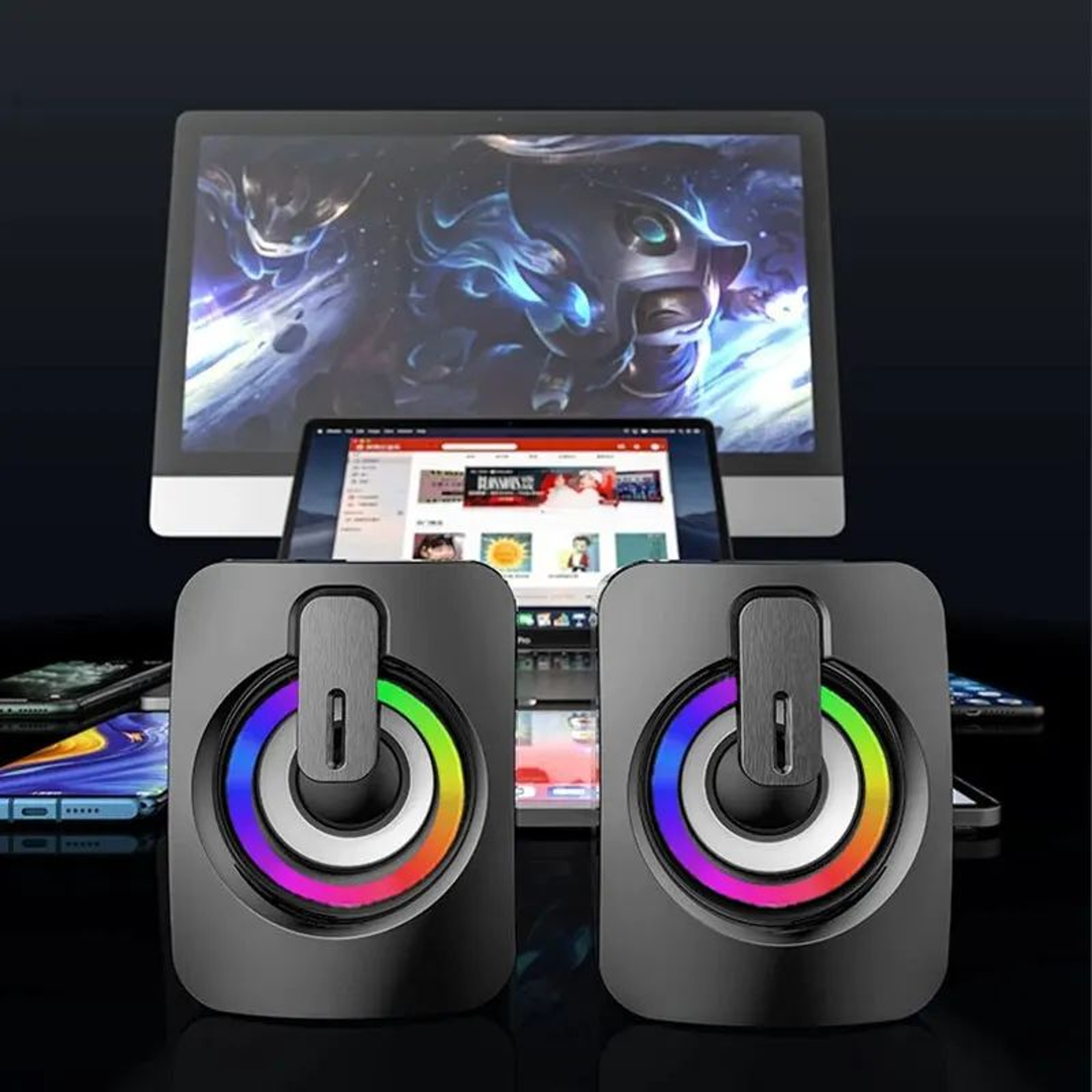 Mini Computer Speakers With Mic USB Power  35mm AUX Stereo For Desktop  Laptop 3