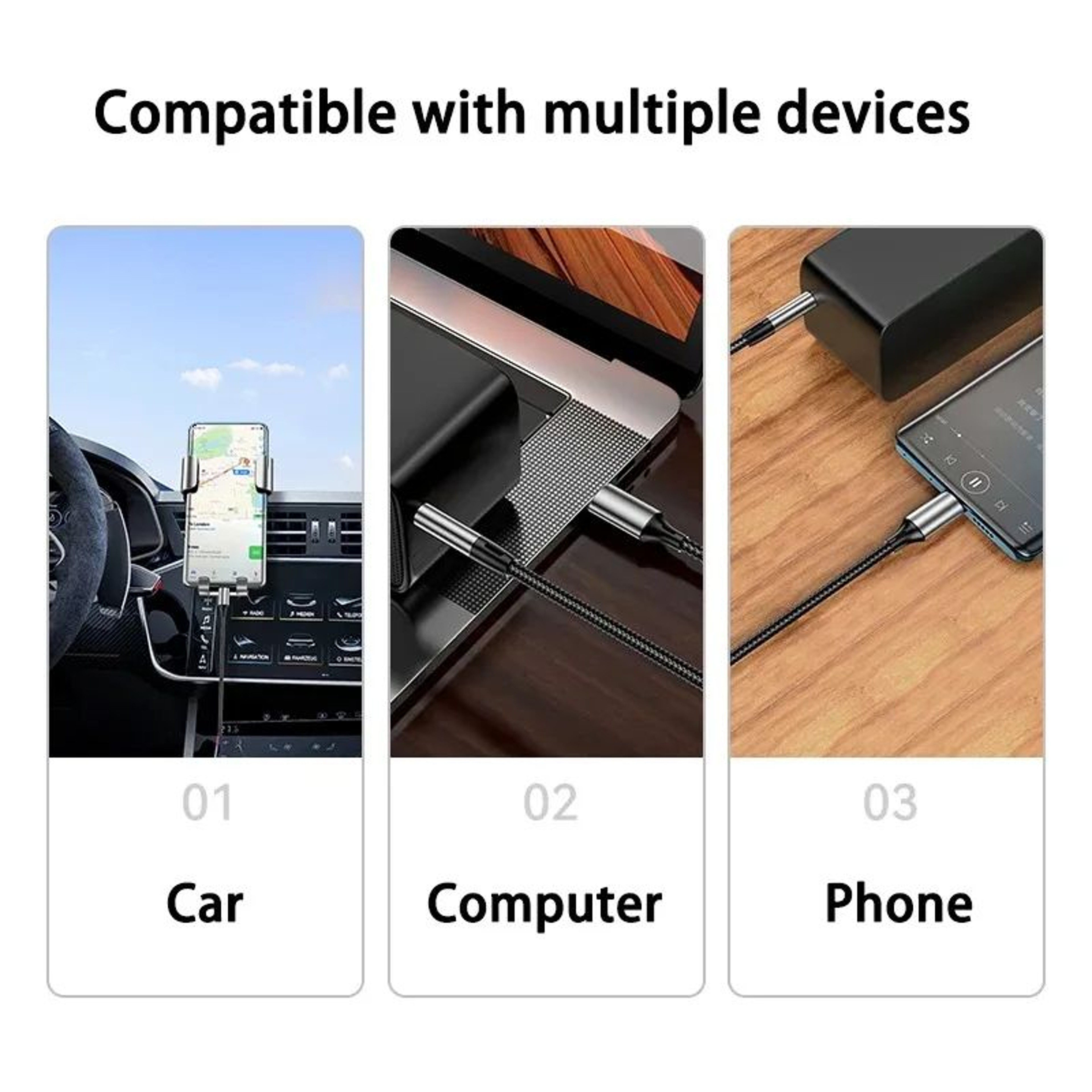 USB C To 35mm Audio Cable For Car And Headphones Type C To AUX Jack Cord 4