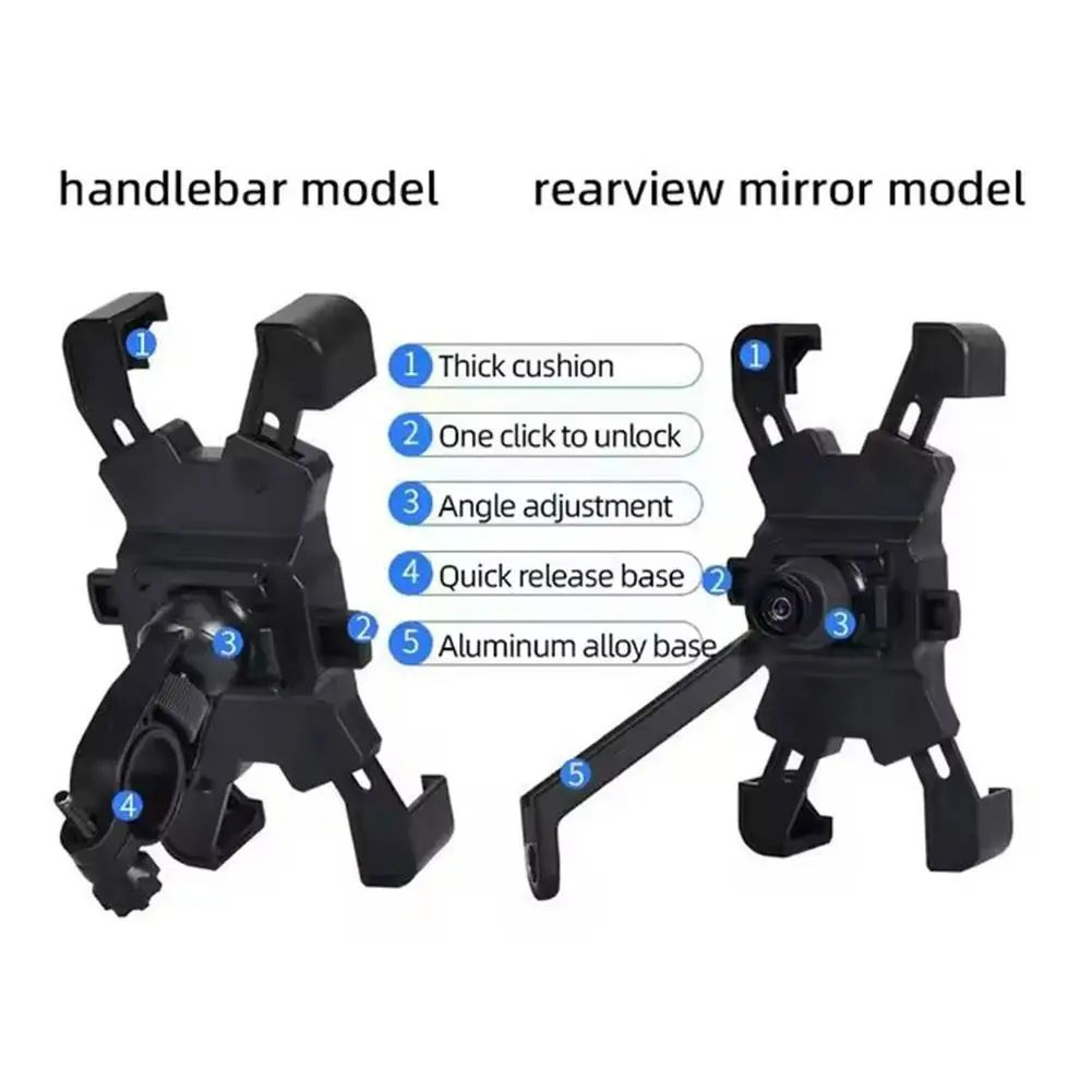 360 Rotating Motorcycle Phone Mount Handlebar Clamp  Universal Bike Phone Holder For GPS And Smartp 5