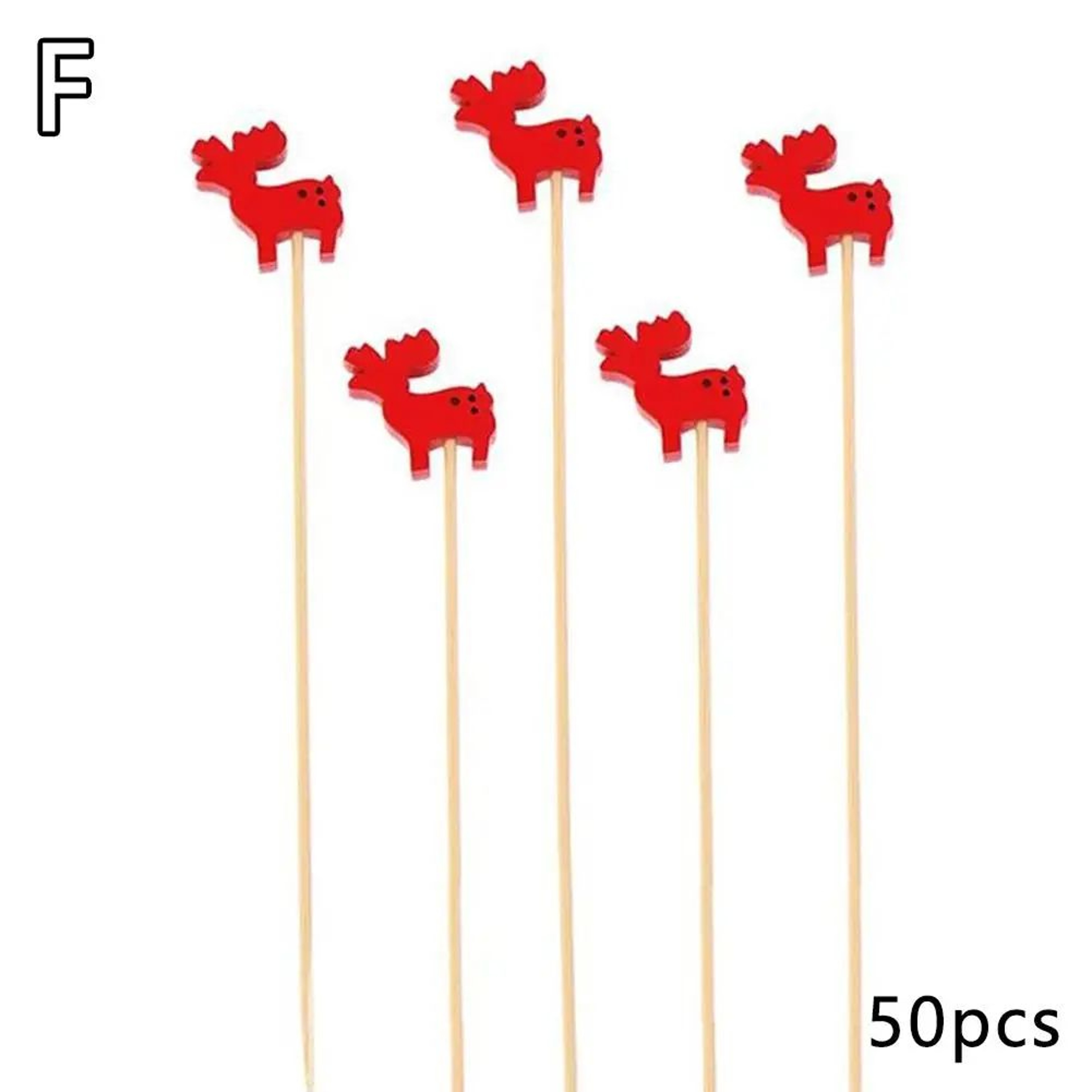 50Piece Christmas Fruit Picks Bamboo Party Fork Set With Santa Snowflake Tree  Reindeer Designs 10