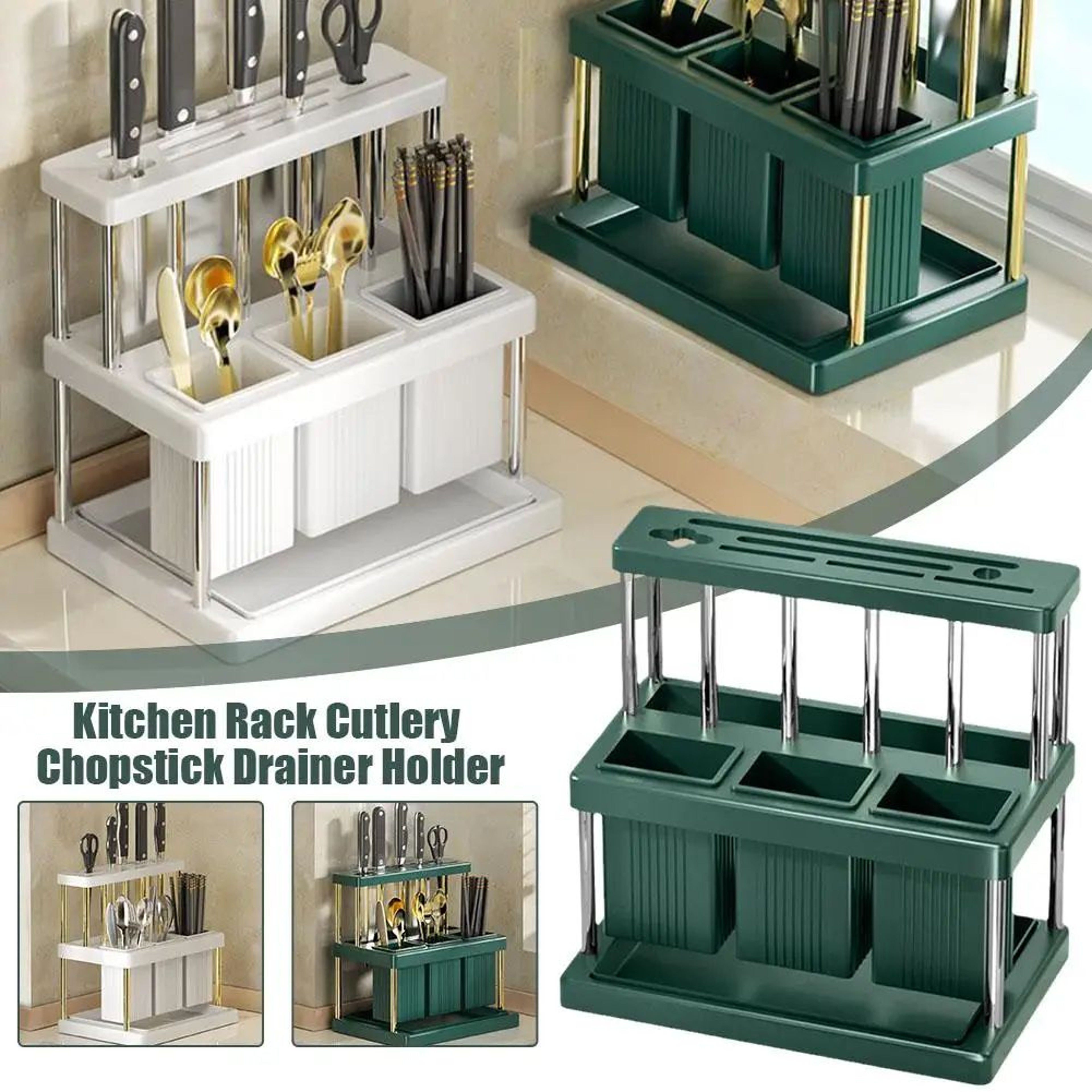 Cutlery Organizer Desktop Utensil Holder With Drainage LargeCapacity Silverware Drying Rack 0