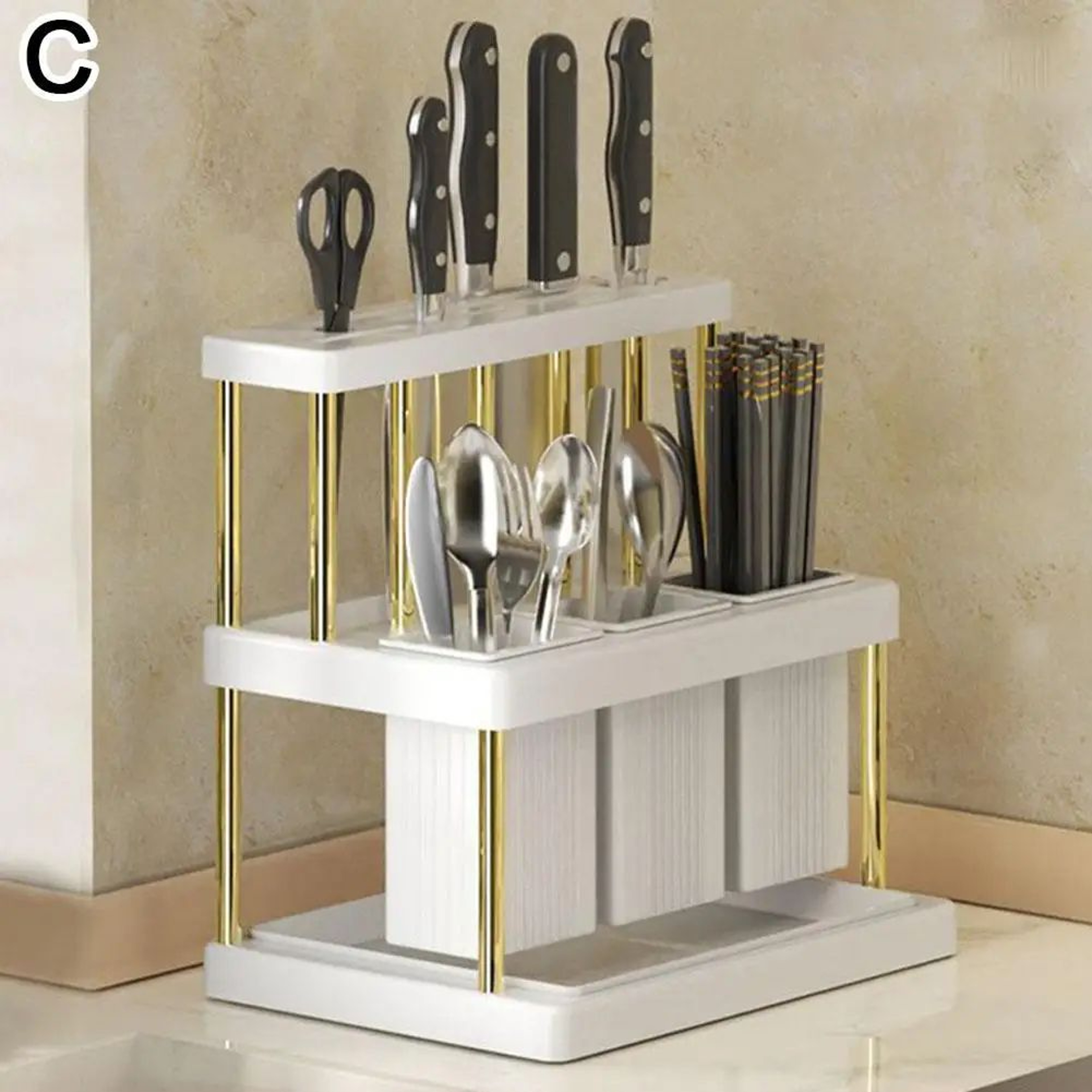Cutlery Organizer Desktop Utensil Holder With Drainage LargeCapacity Silverware Drying Rack 8