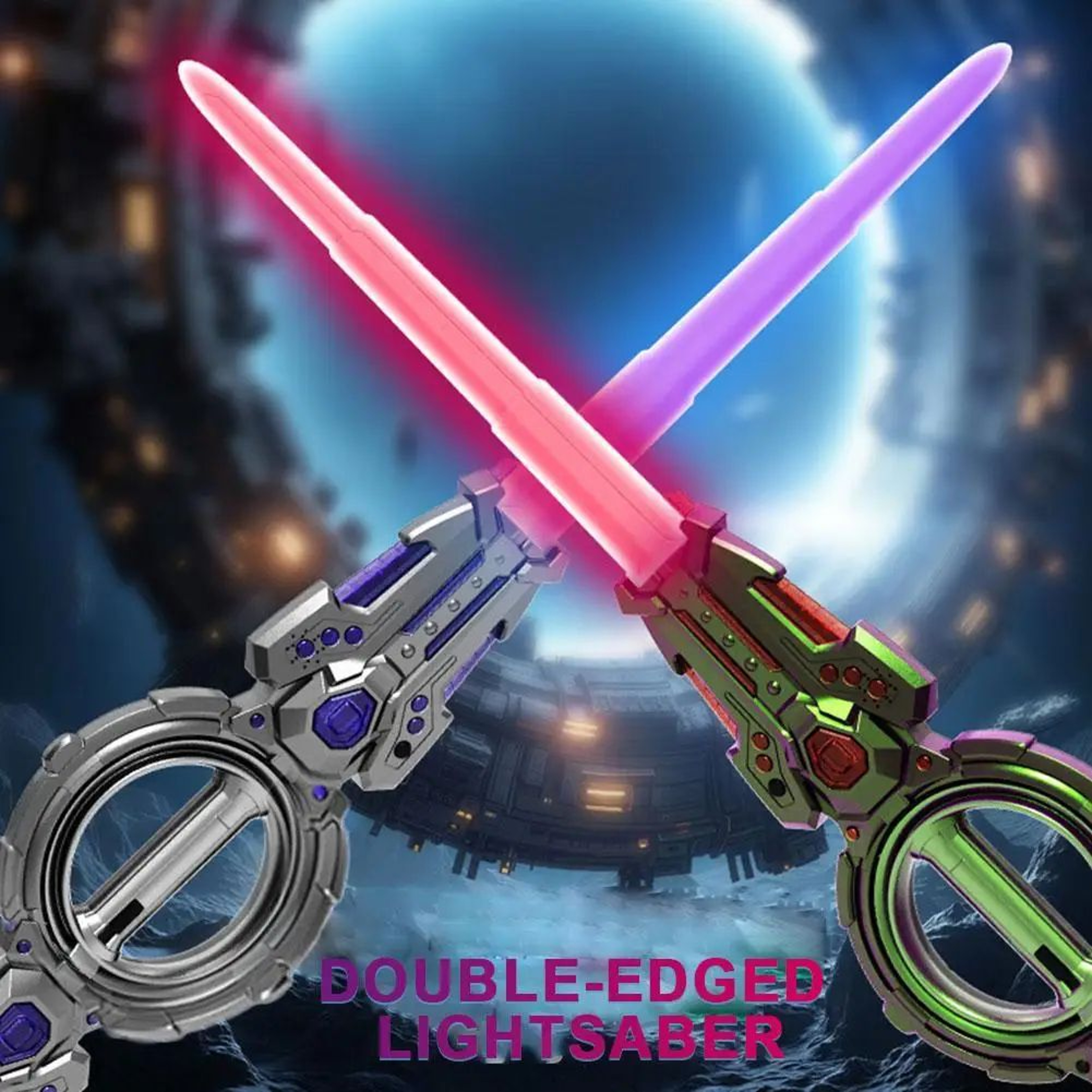 Retractable DoubleBlade LED Light Sword With Sound And Color Modes 0