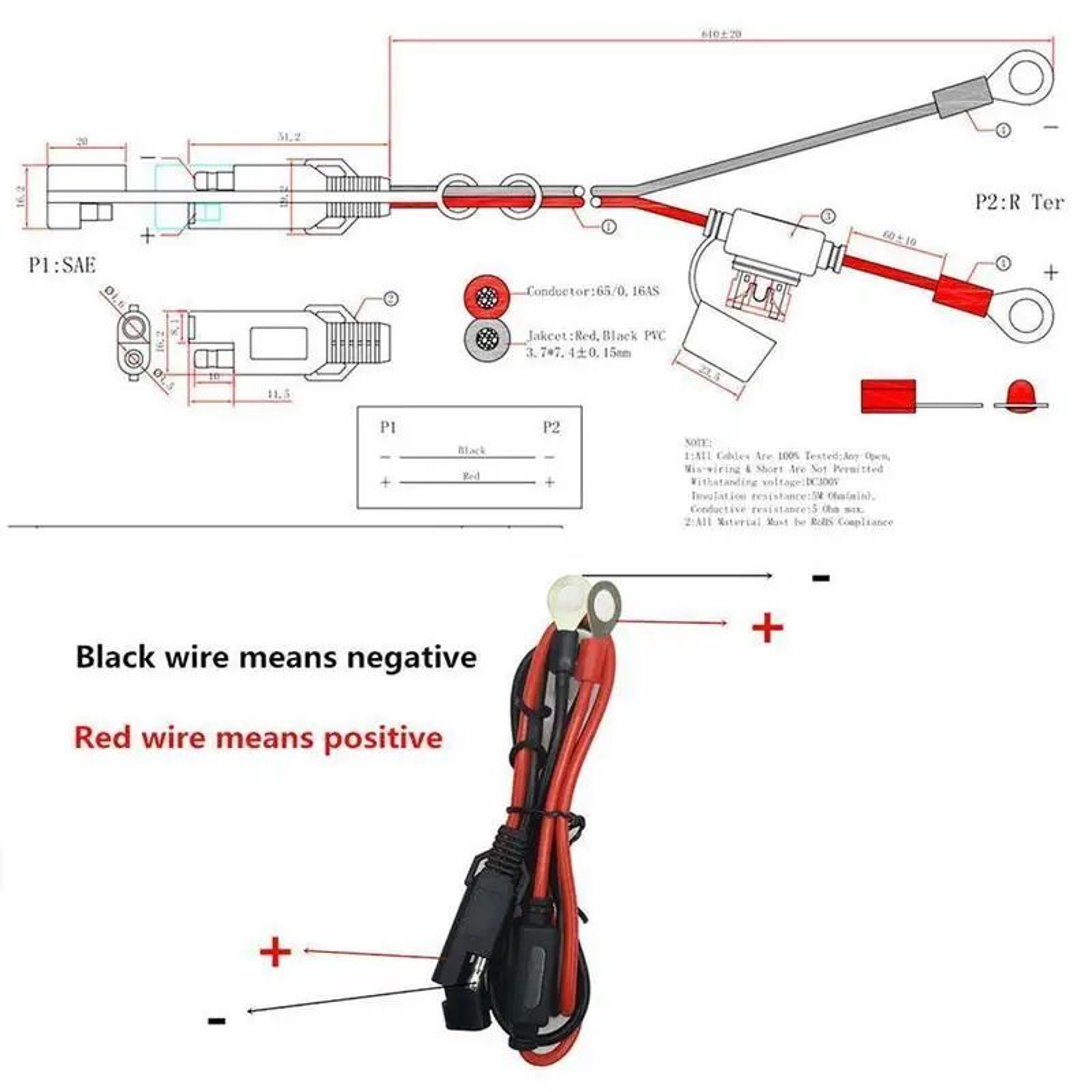 Quick Release SAE To ORing Battery Charging Lead With Inline Fuse For Motorcycles And Cars 5