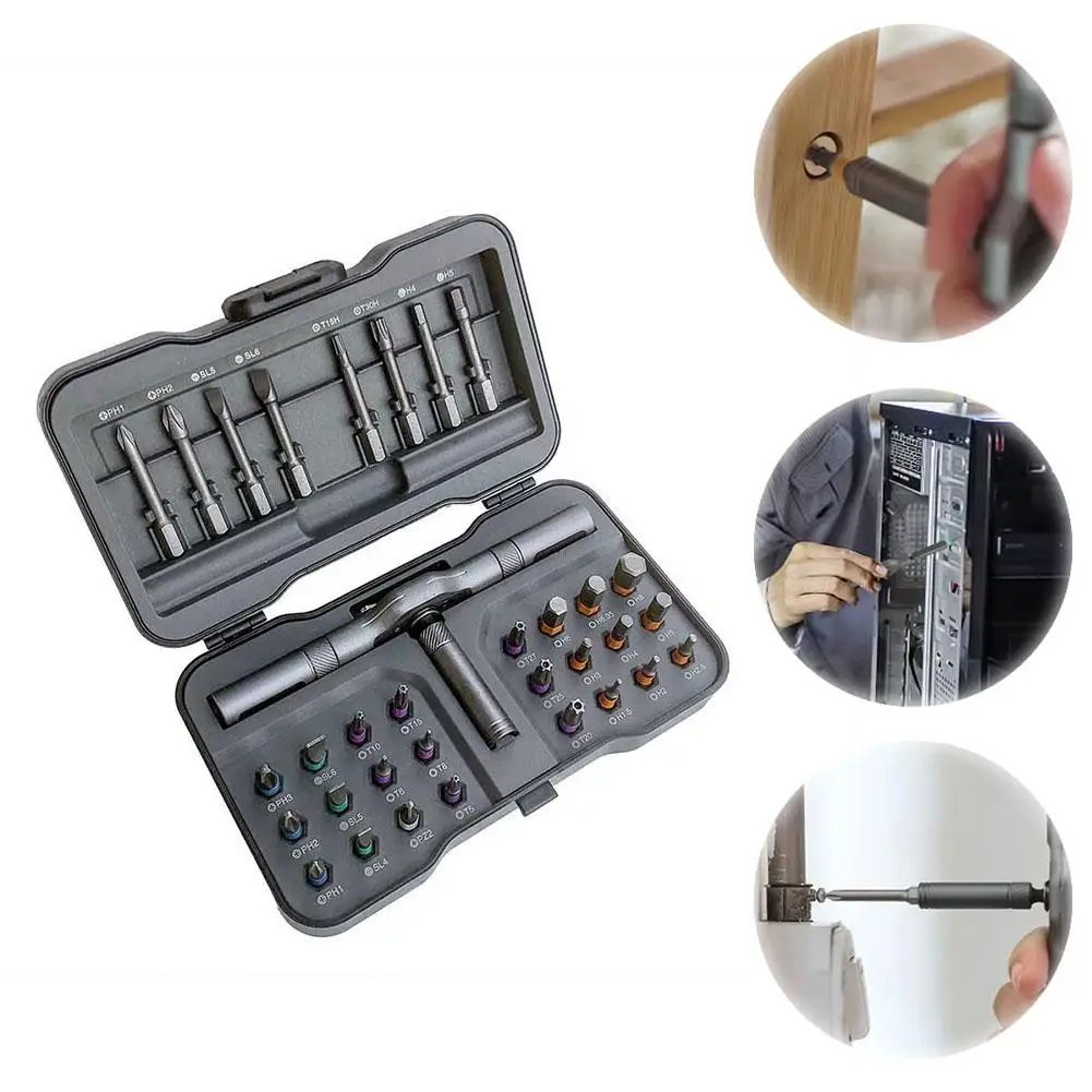 32in1 Ratcheting MultiBit Screwdriver Set With Magnetic Bits And S2 Steel 0