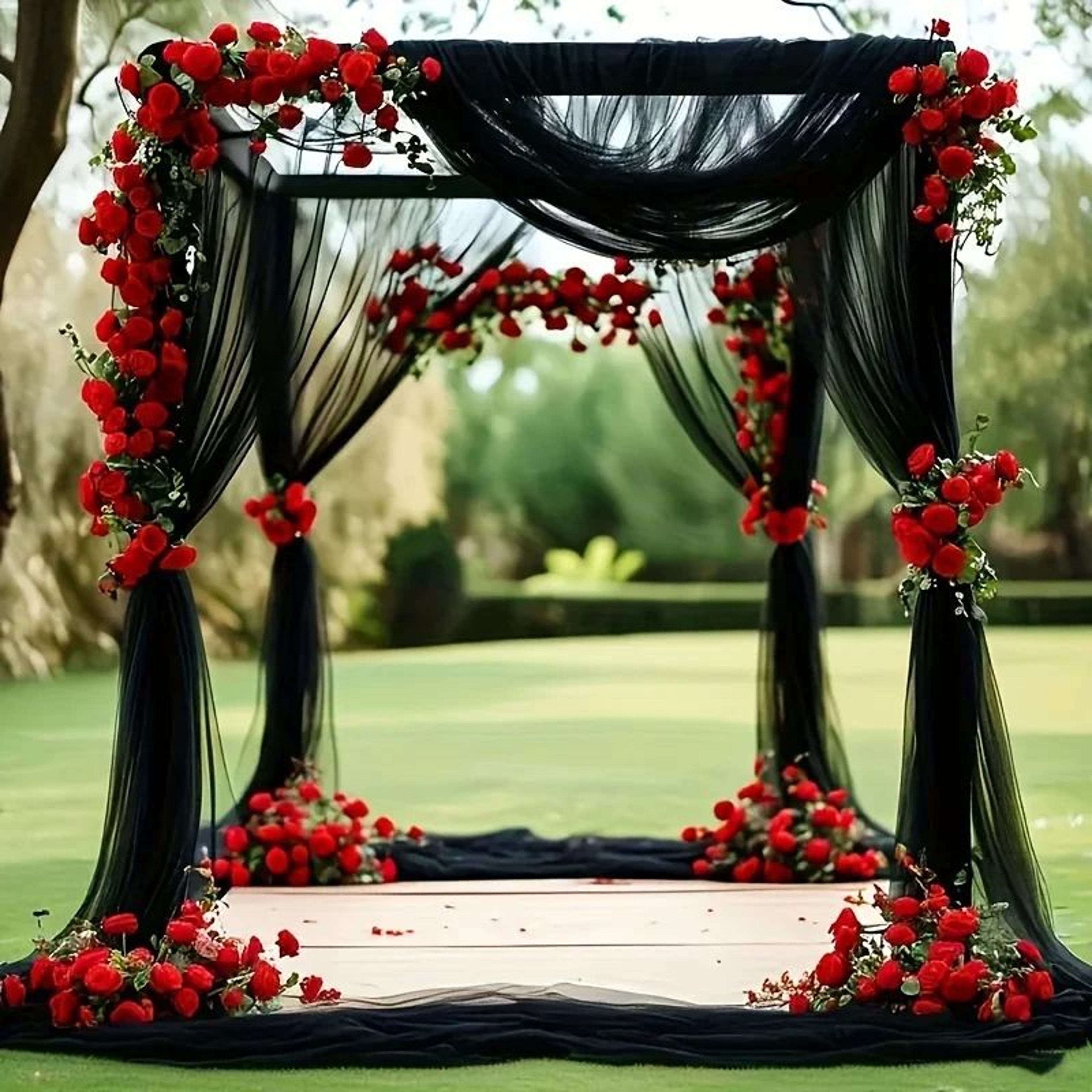 Black Polyester Tulle Draping Fabric Set 2pcs X 315 In For Wedding Arch  Party Backdrops 4