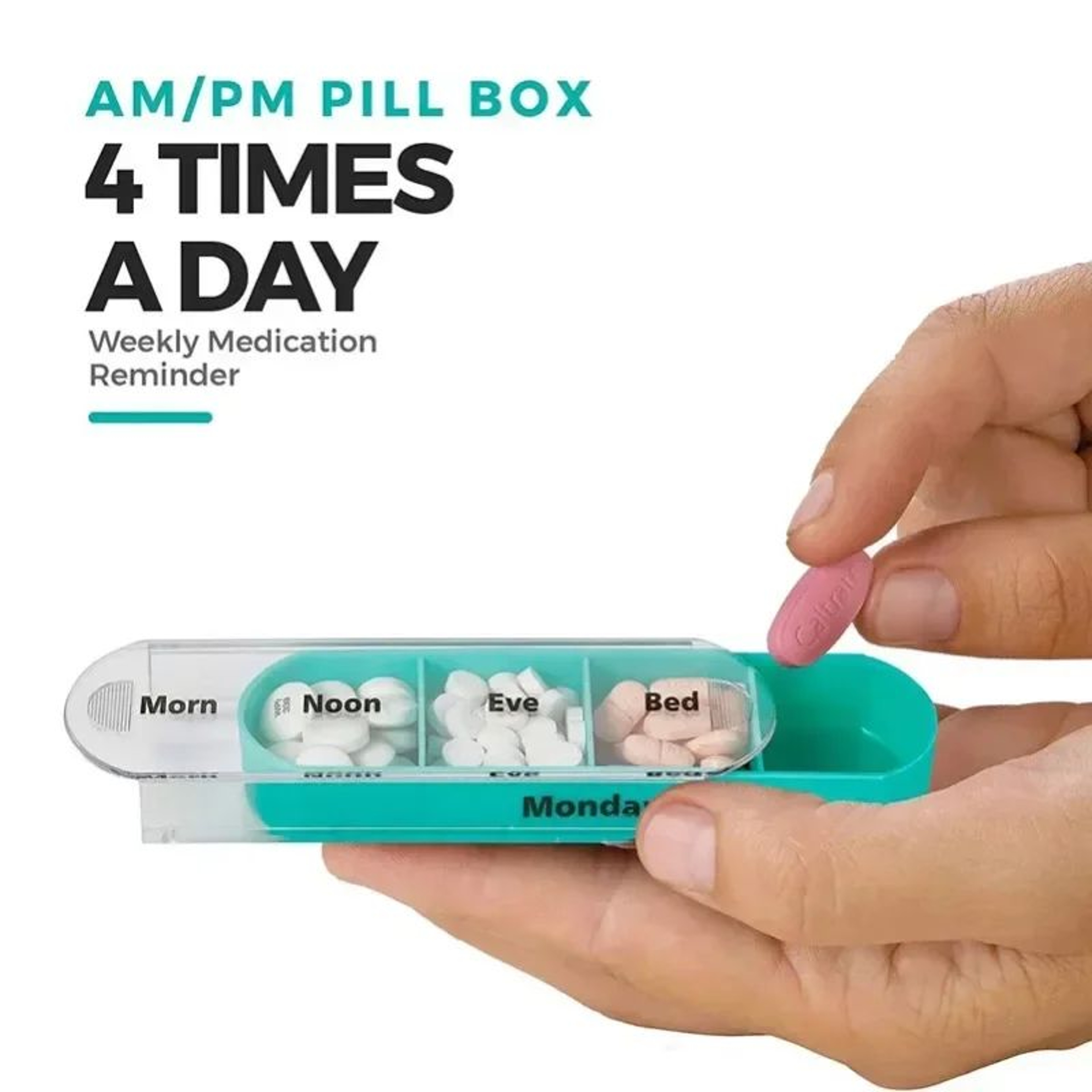 7Day Weekly Pill Organizer With 28 Compartments Portable Travel Medicine Case 1