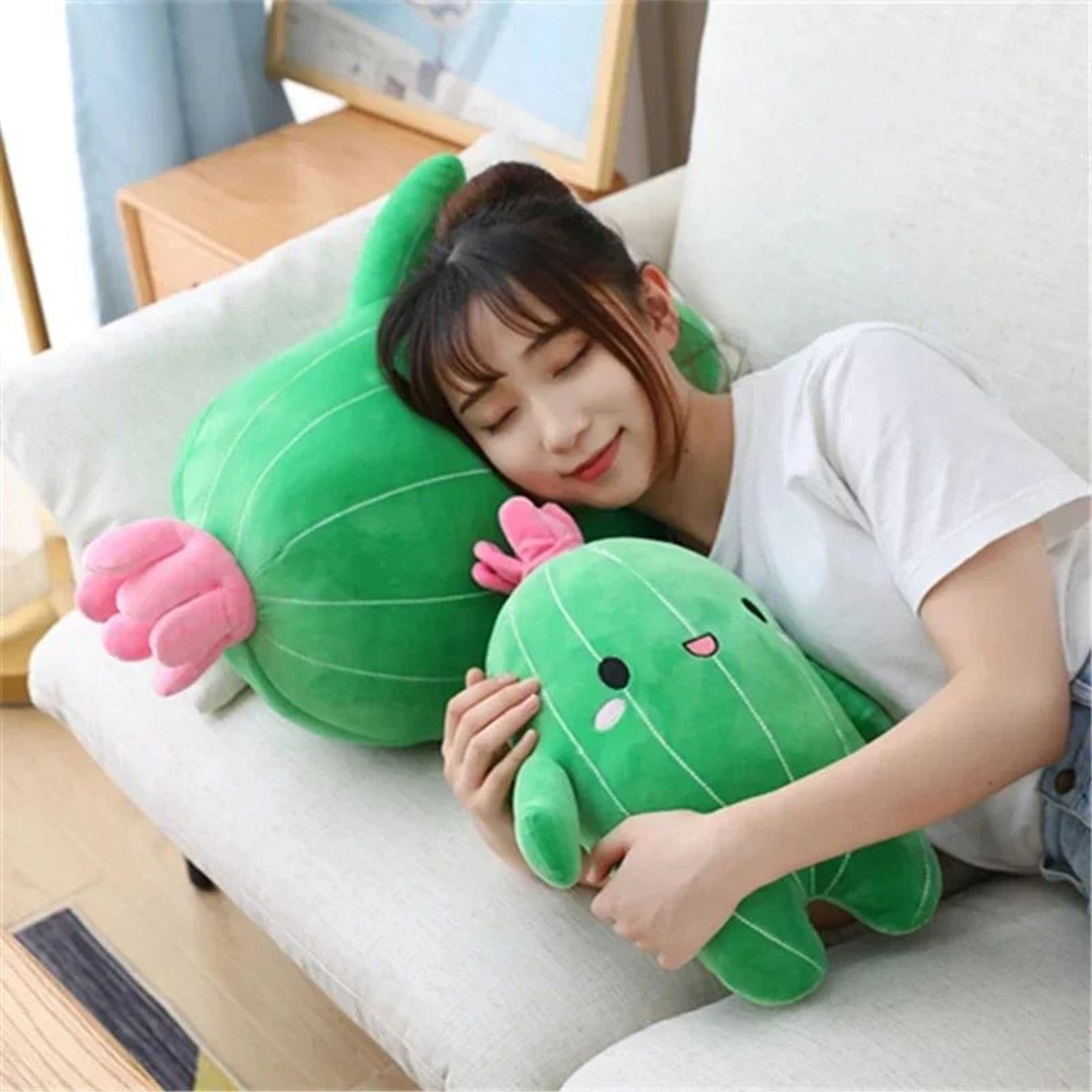 Kawaii Cactus Plush Pillow  Soft Stuffed Plant Pillow For Cozy Home Decor 0