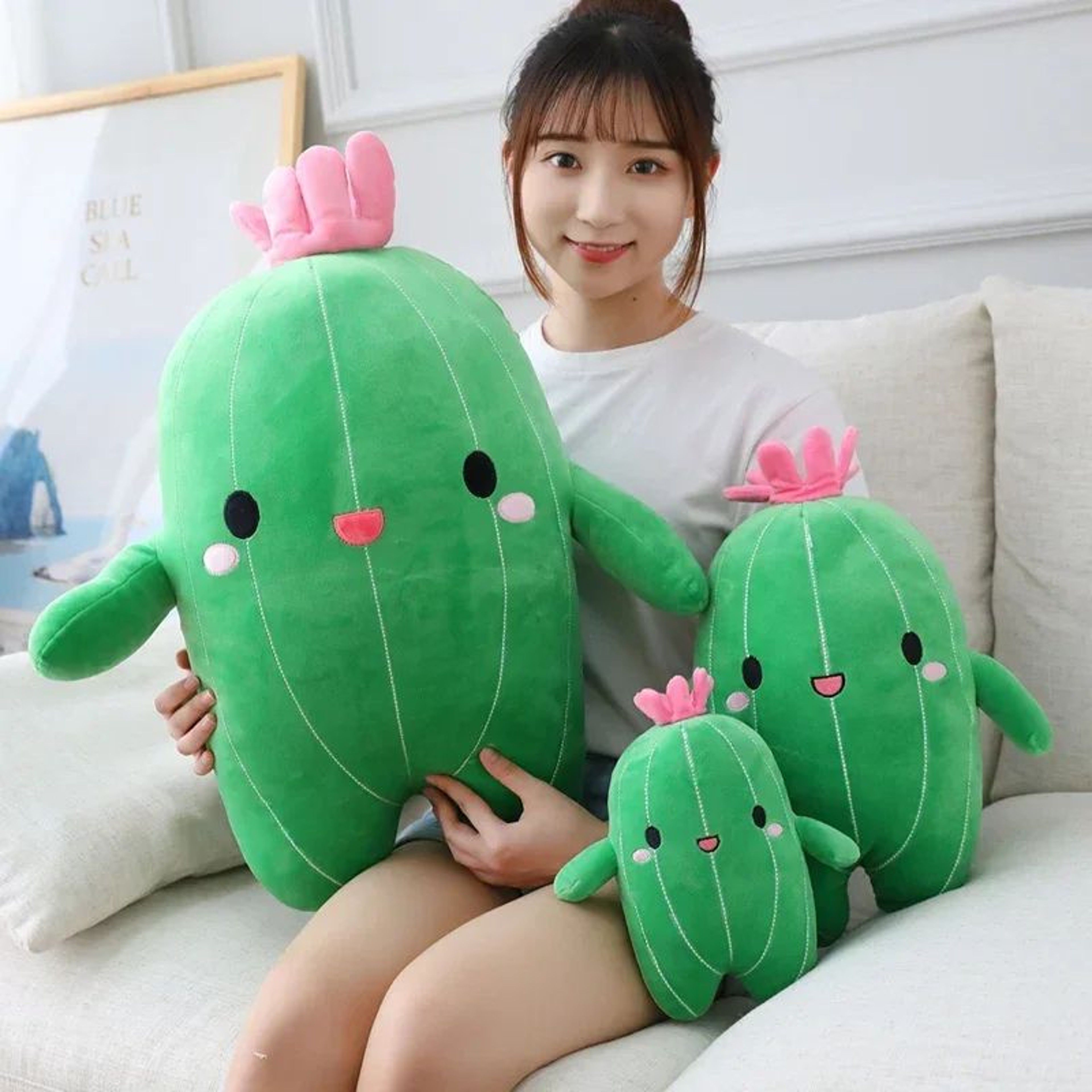 Kawaii Cactus Plush Pillow  Soft Stuffed Plant Pillow For Cozy Home Decor 2
