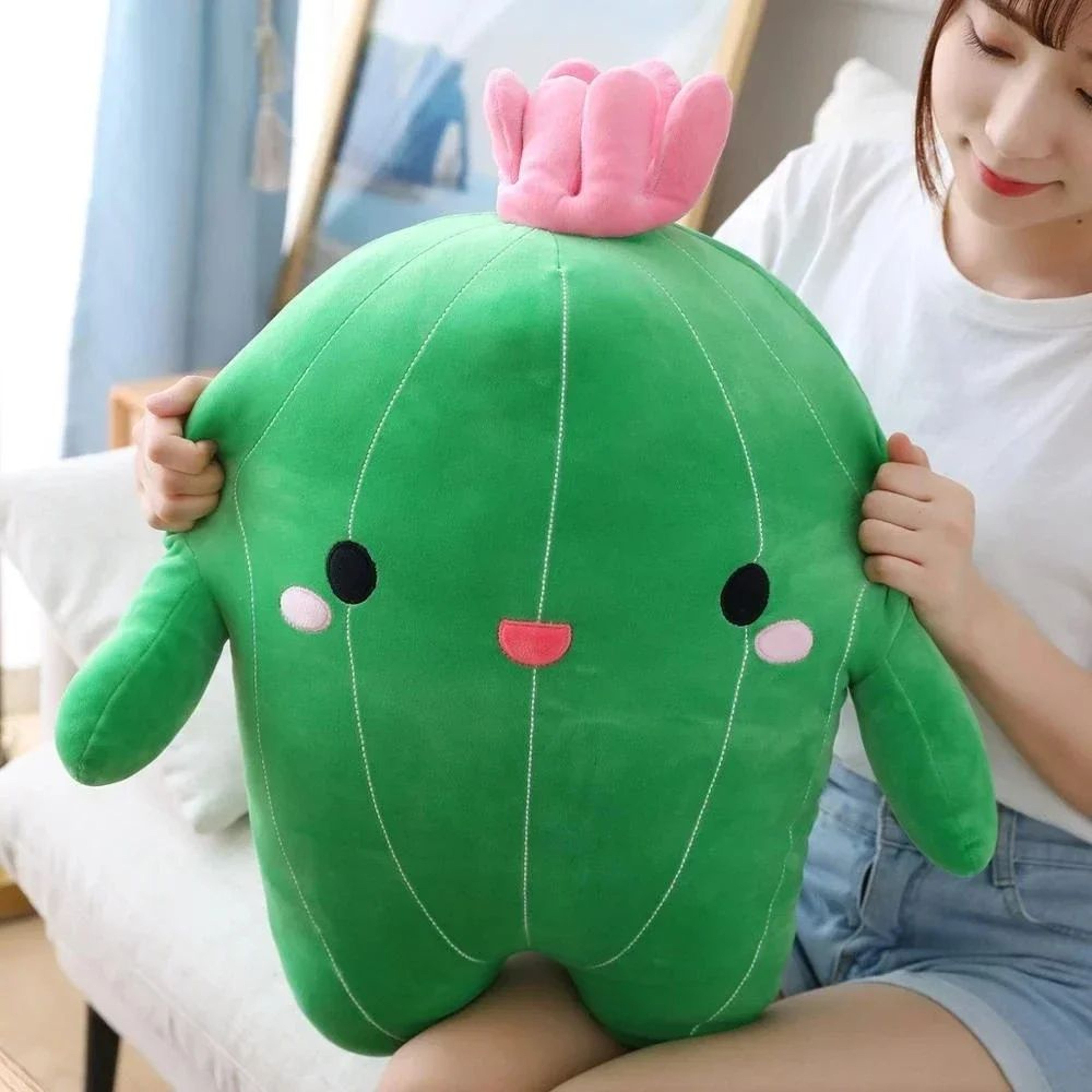 Kawaii Cactus Plush Pillow  Soft Stuffed Plant Pillow For Cozy Home Decor 4