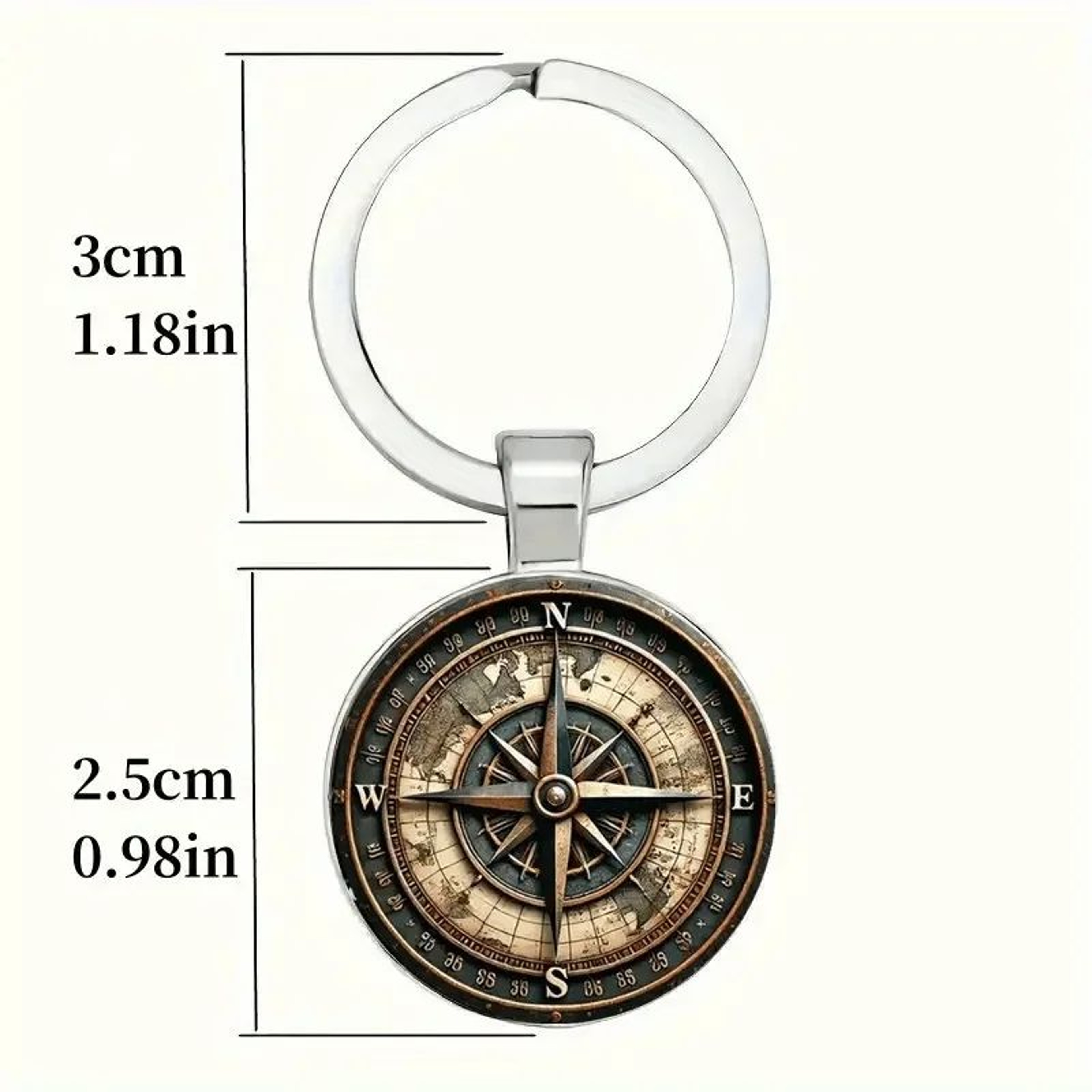 Vintage Compass Keychain Bag Charm  Car Pendant  Nautical Gift For Men 3