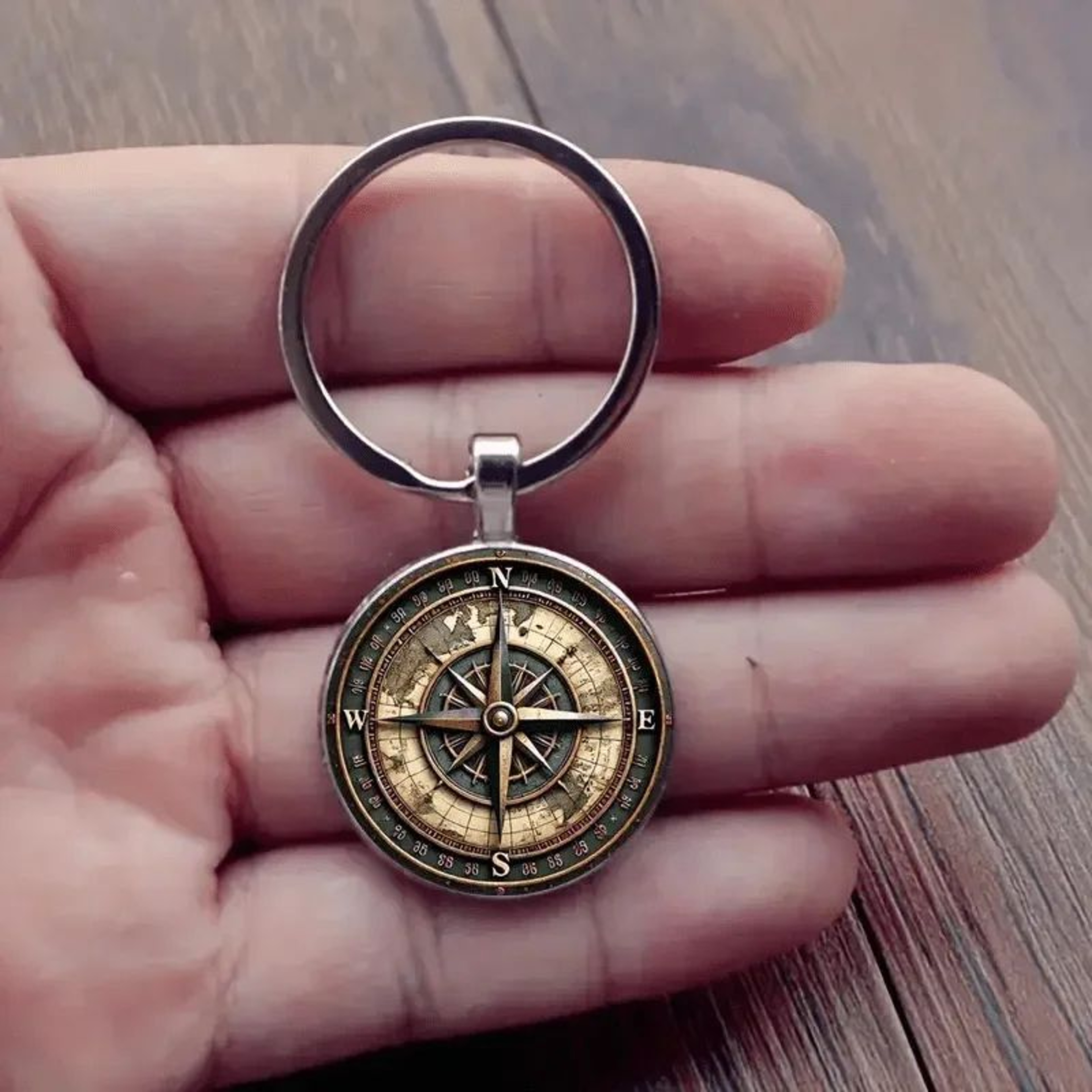 Vintage Compass Keychain Bag Charm  Car Pendant  Nautical Gift For Men 4