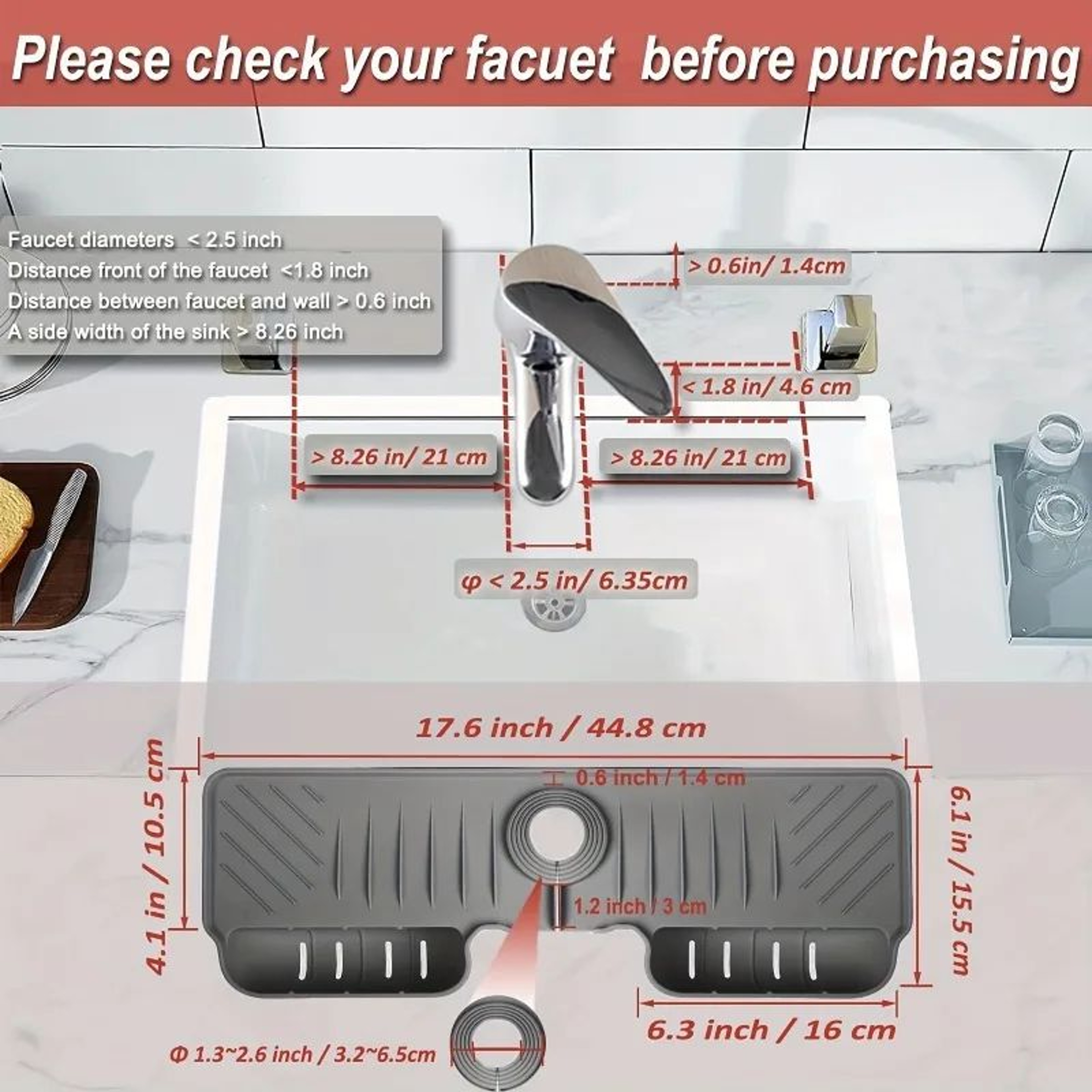 Silicone Kitchen Sink Organizer With Dual Pockets Sink Splash Guard  QuickDrain Mat 2