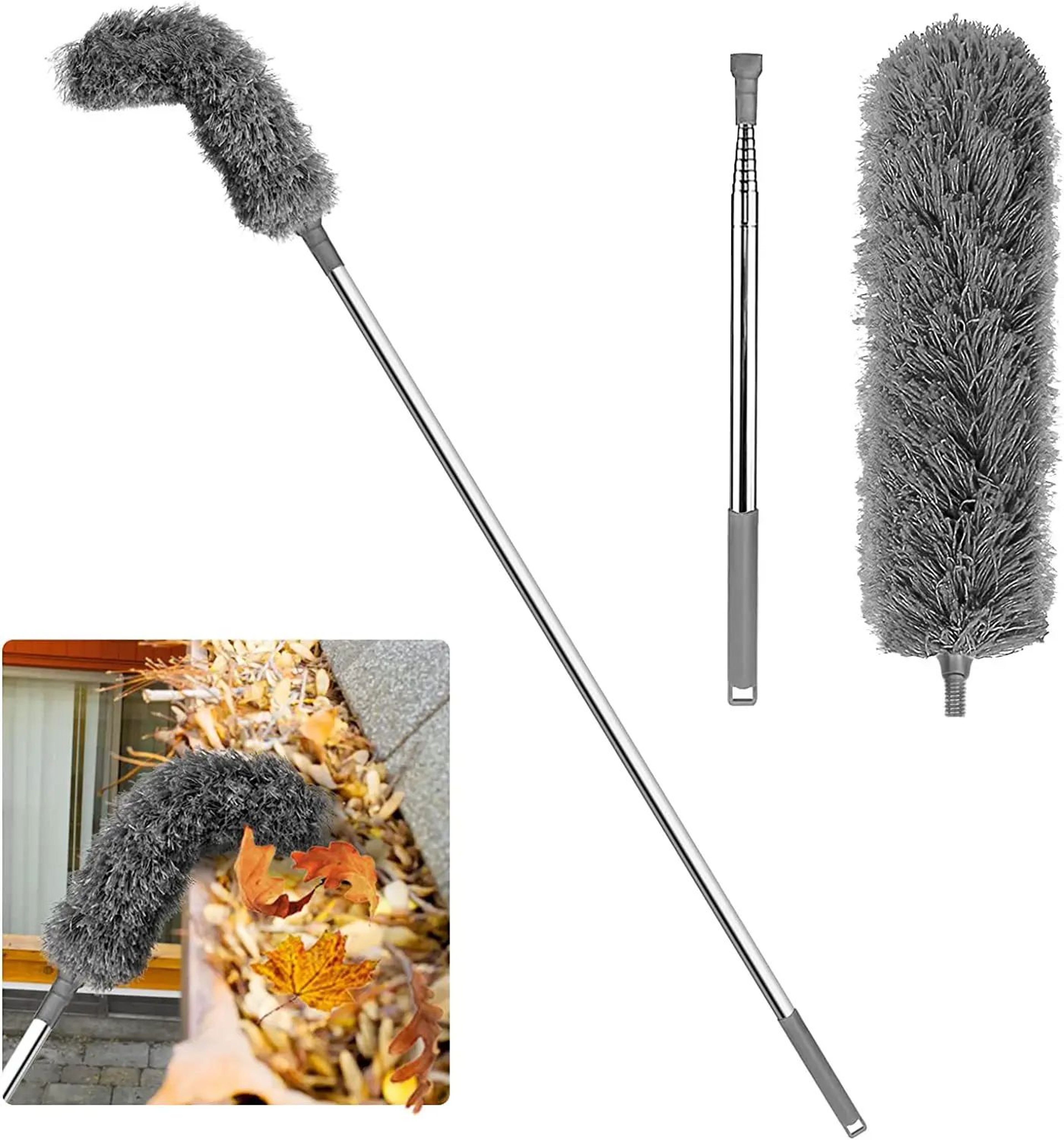 Roof Gutter Cleaner Brush With 25m Telescopic Cleaning Pole  Extendable Gutter Debris Removal Tool 6