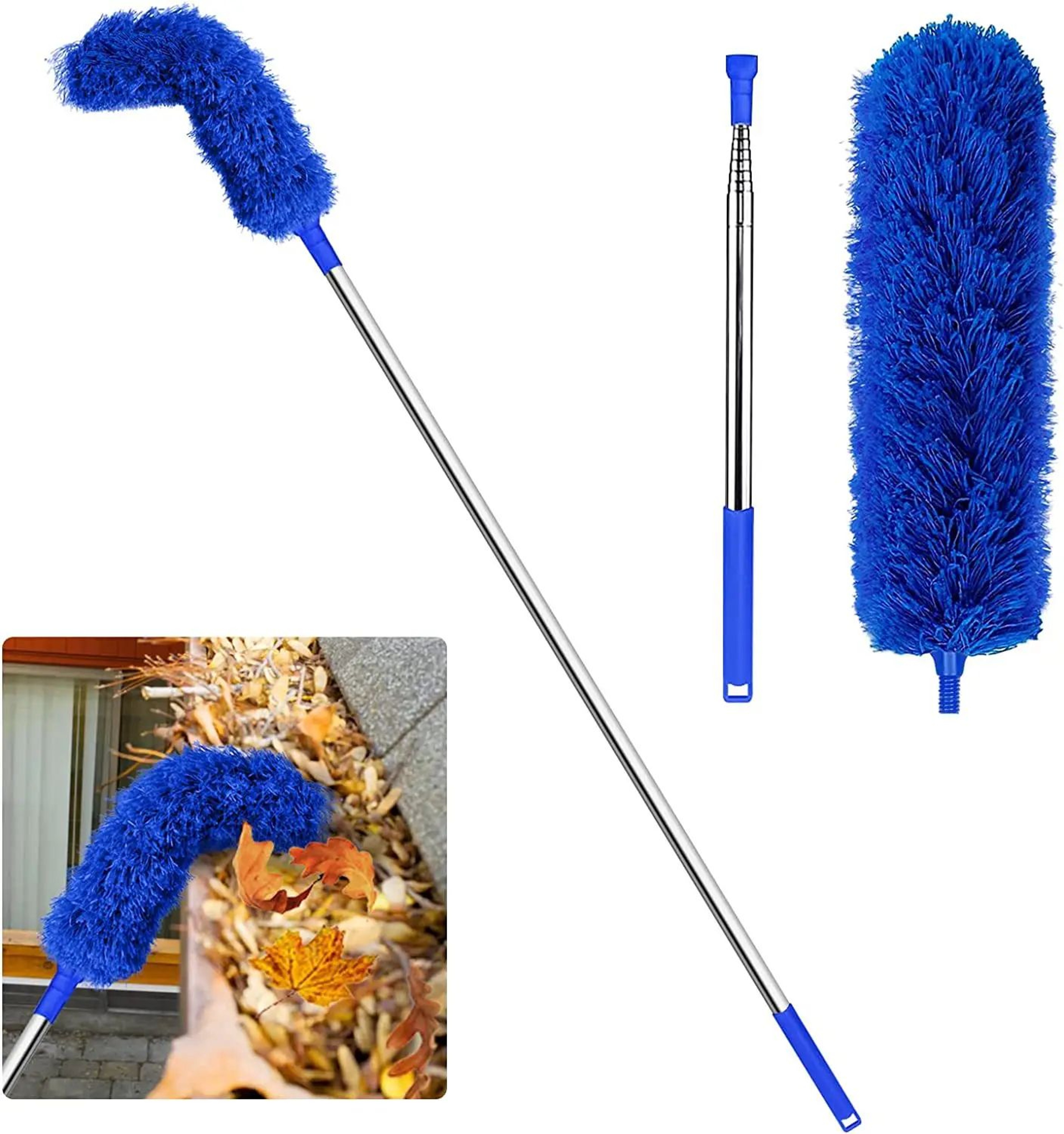 Roof Gutter Cleaner Brush With 25m Telescopic Cleaning Pole  Extendable Gutter Debris Removal Tool 7