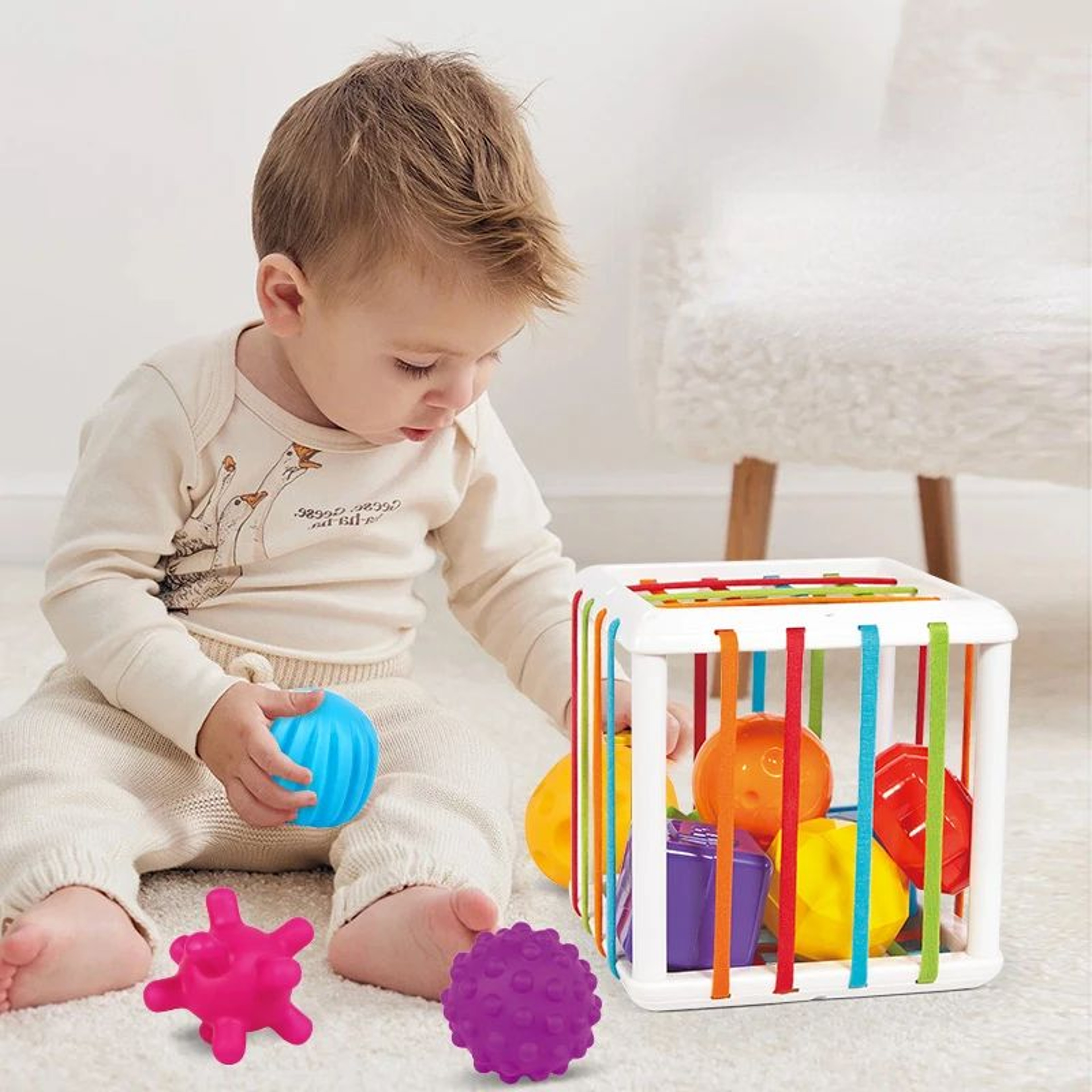 Montessori Rainbow Sensory Grasping Toy For Babies 012 Months Early Learning Rattle 0